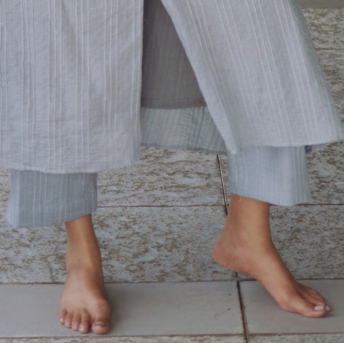 Grey Pintuck Palazzo Pants