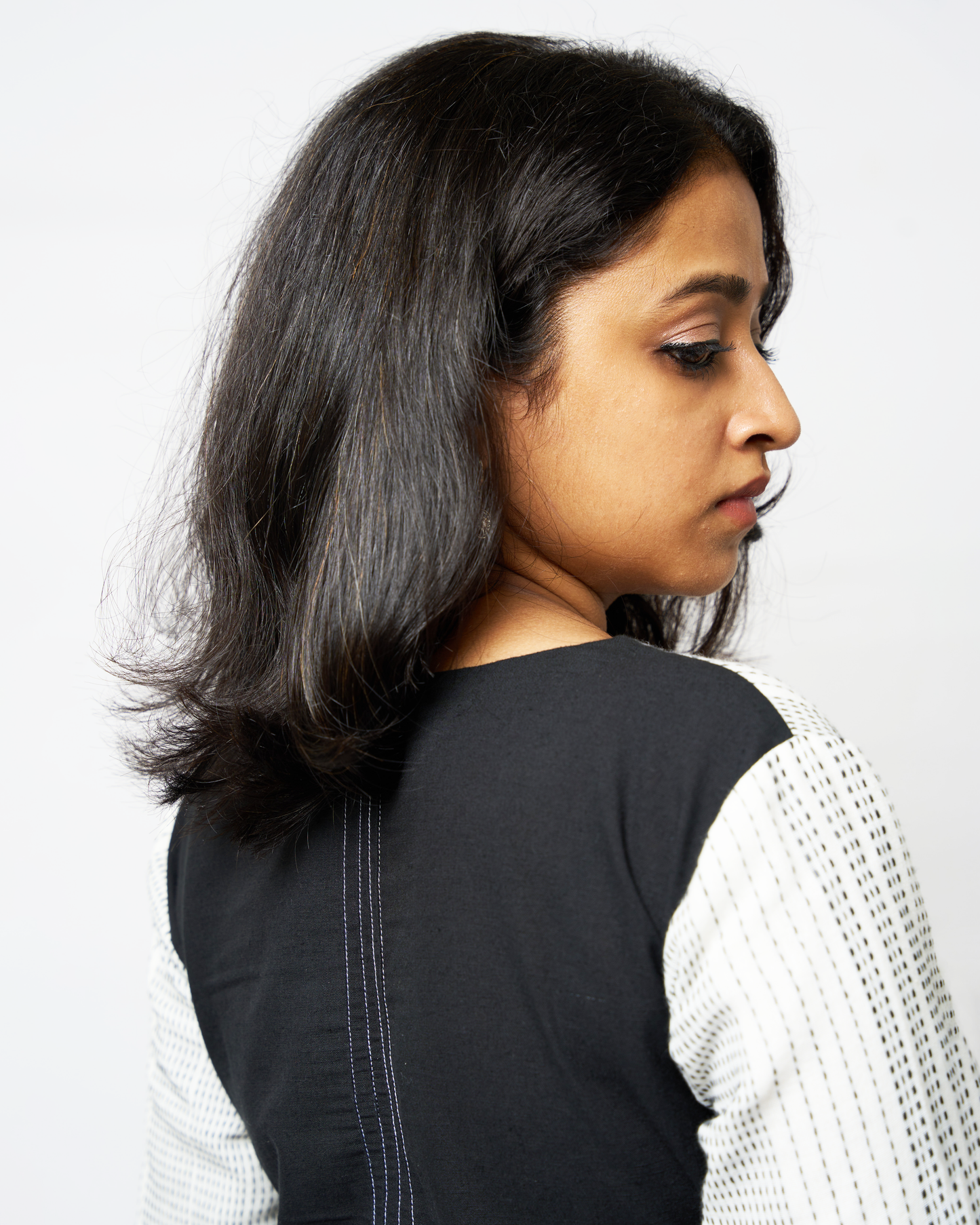Black and White Line Kurta