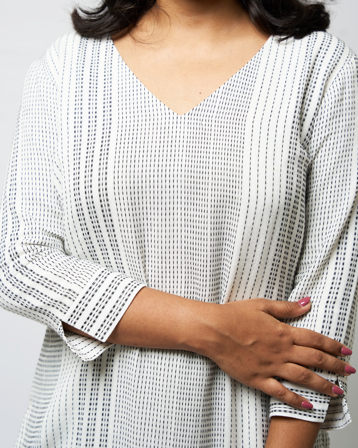 Black and White Line Kurta