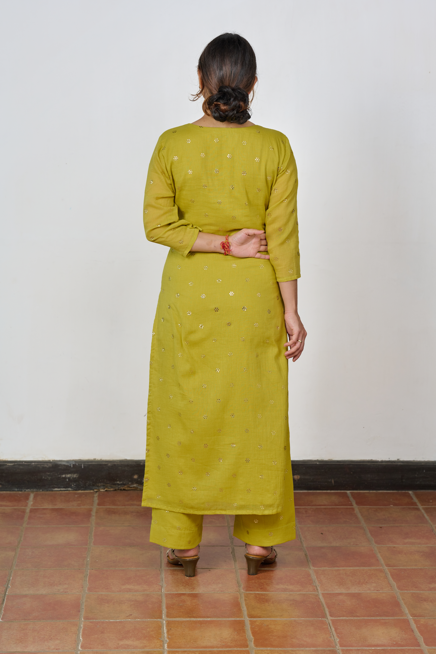 Lime Mukaish Work Kurta