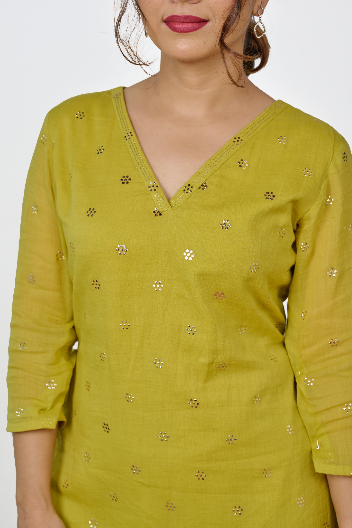 Lime Mukaish Work Kurta