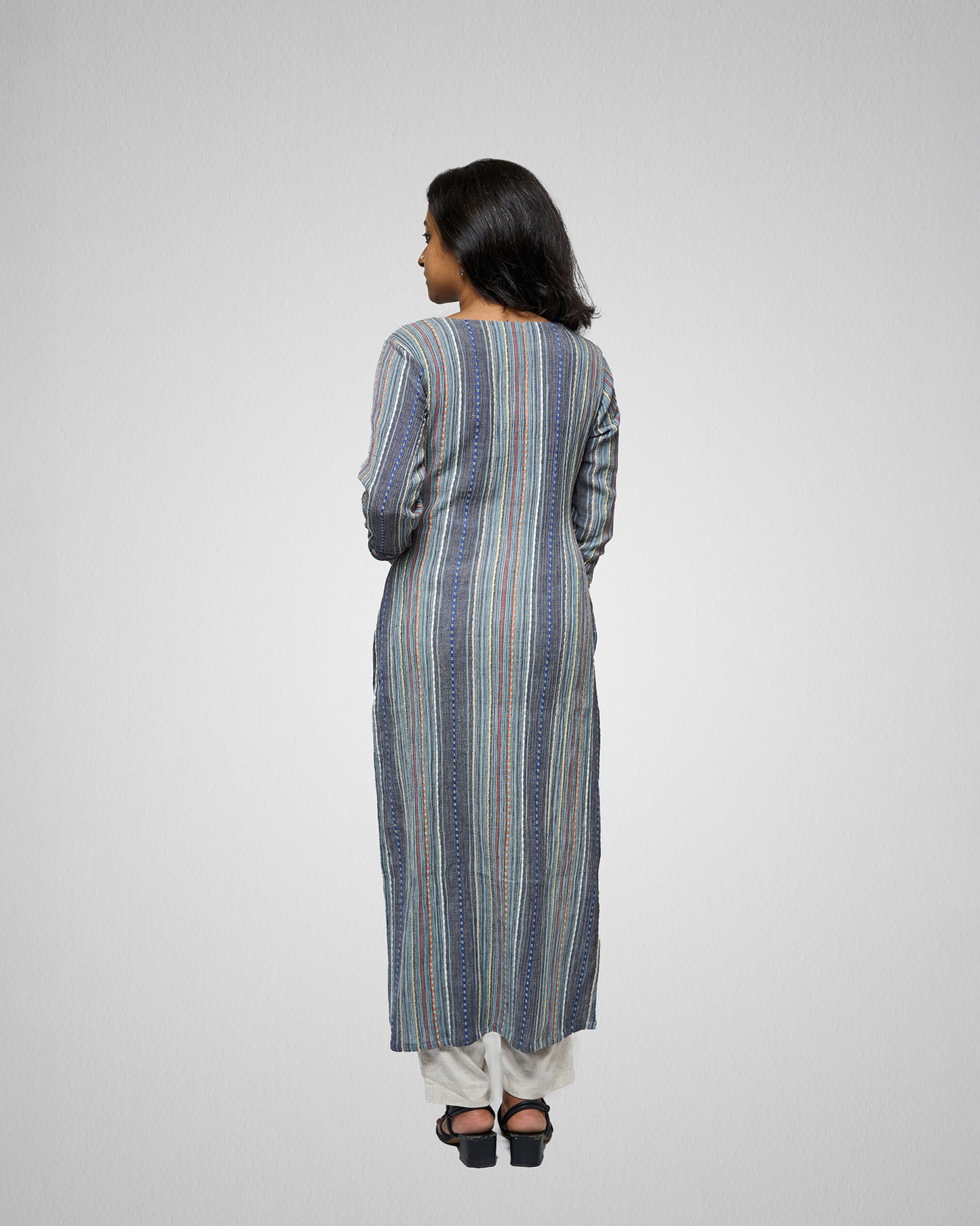 Grey multicolour kurta