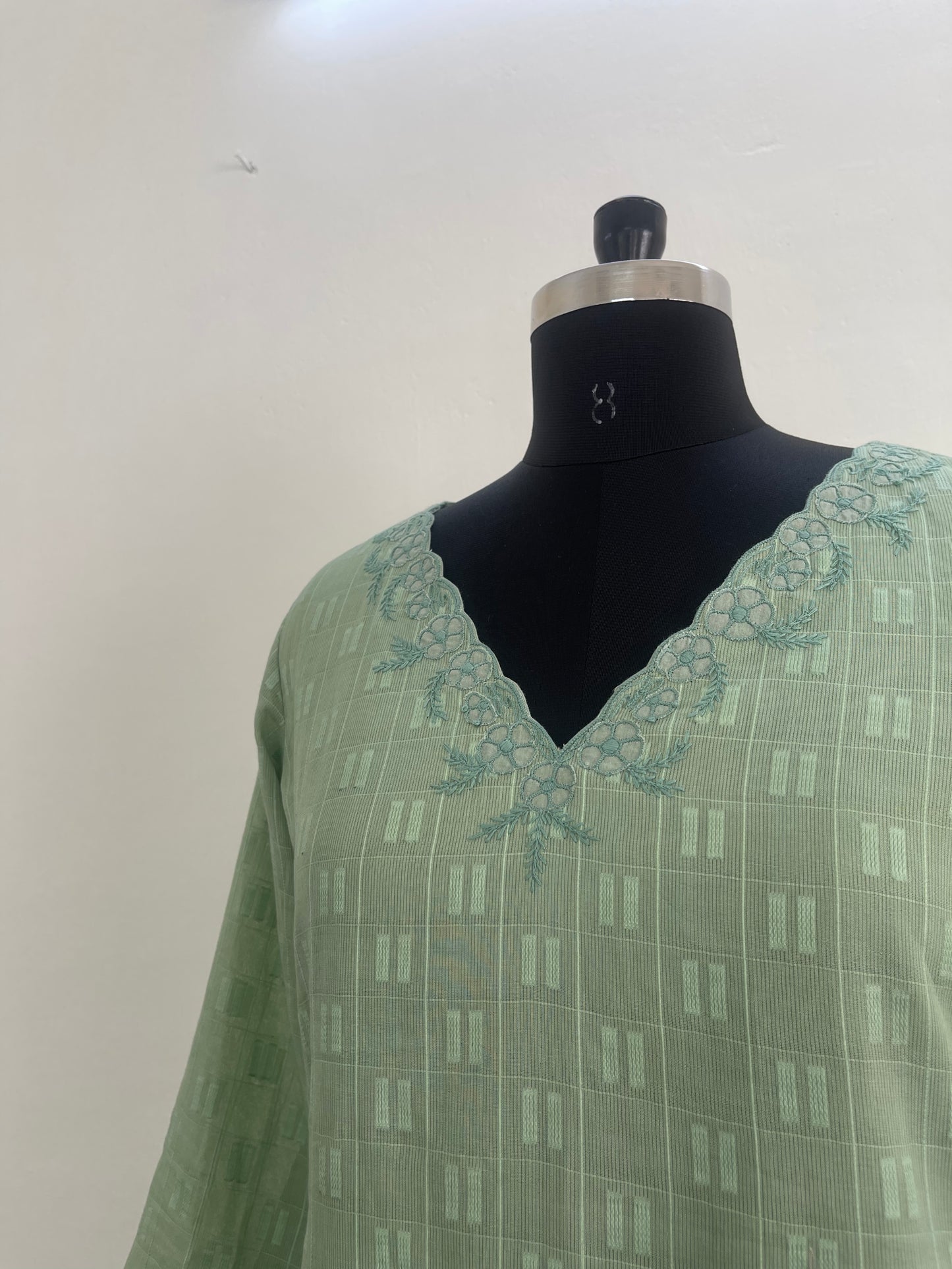 Pista green cutwork kurta