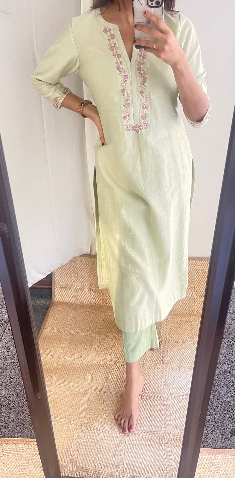 Pastel green Chanderi silk kurta