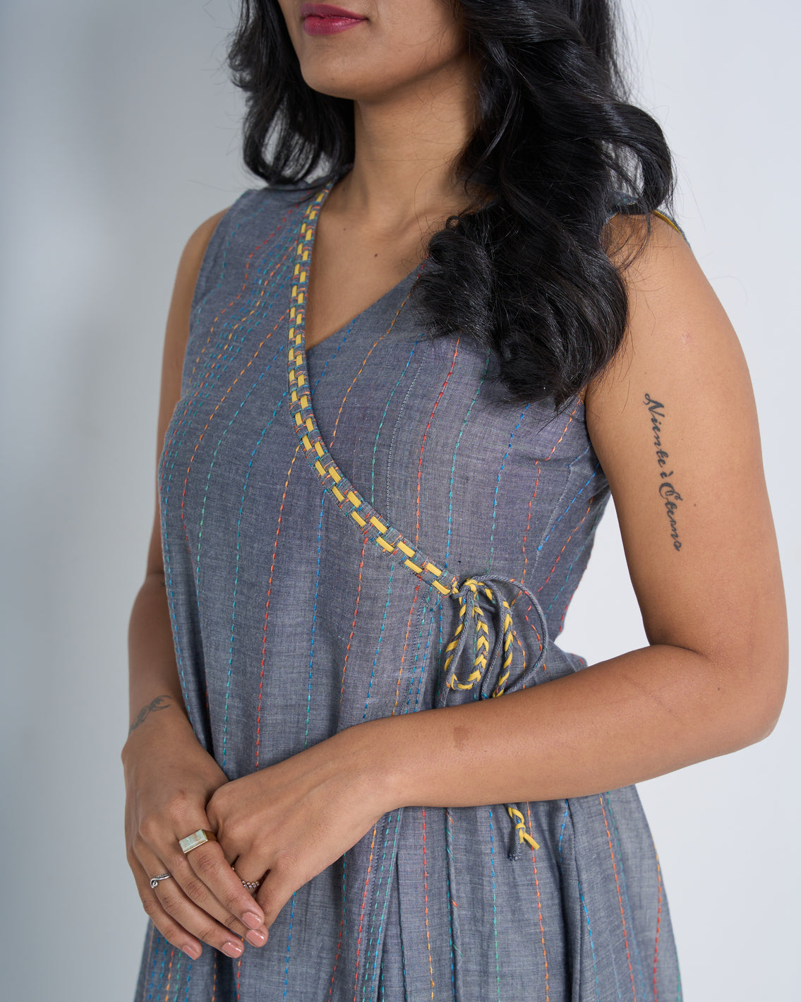 Grey Box Pleat Dress