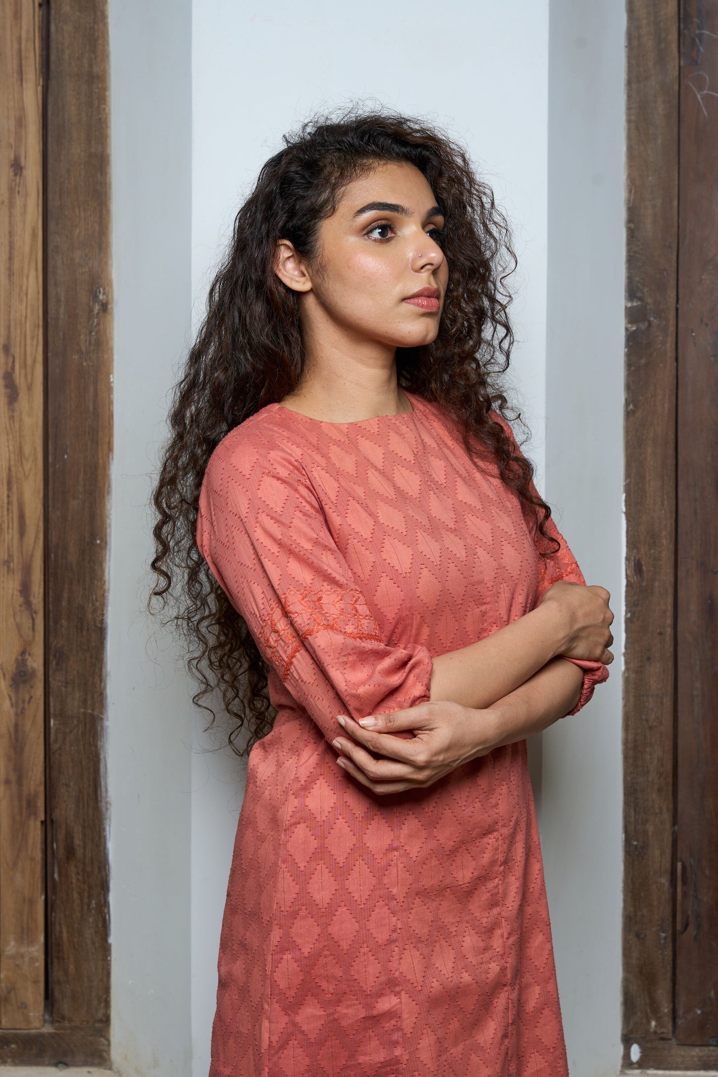 Orange Flare Dress with Handwork