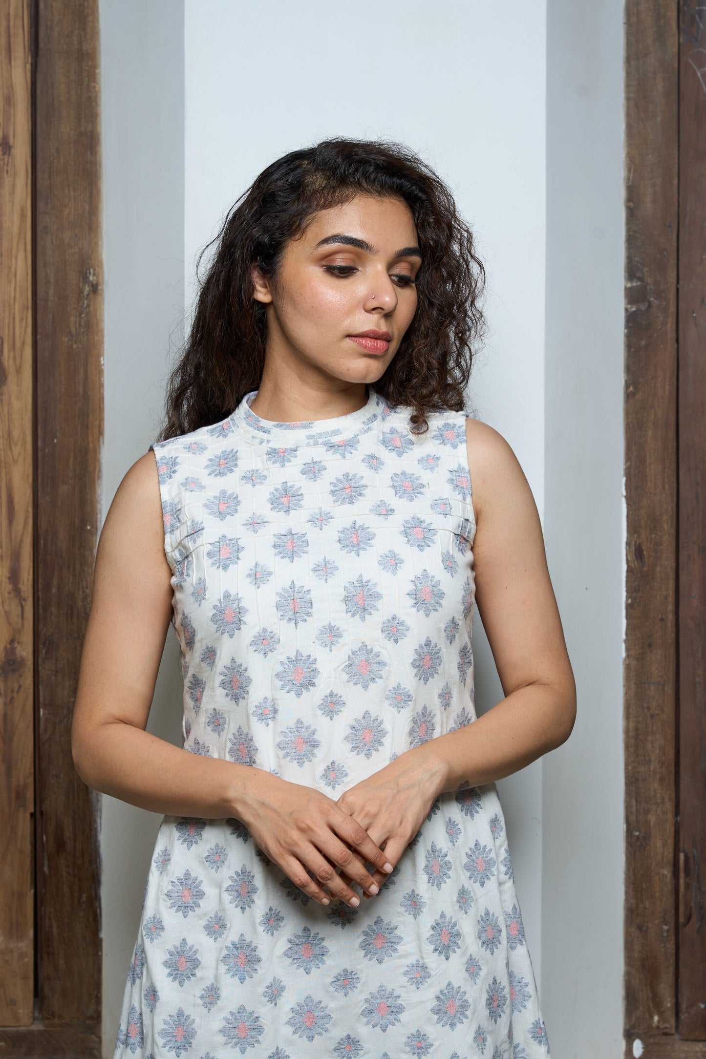 A line Dress with Box Pintuck Details