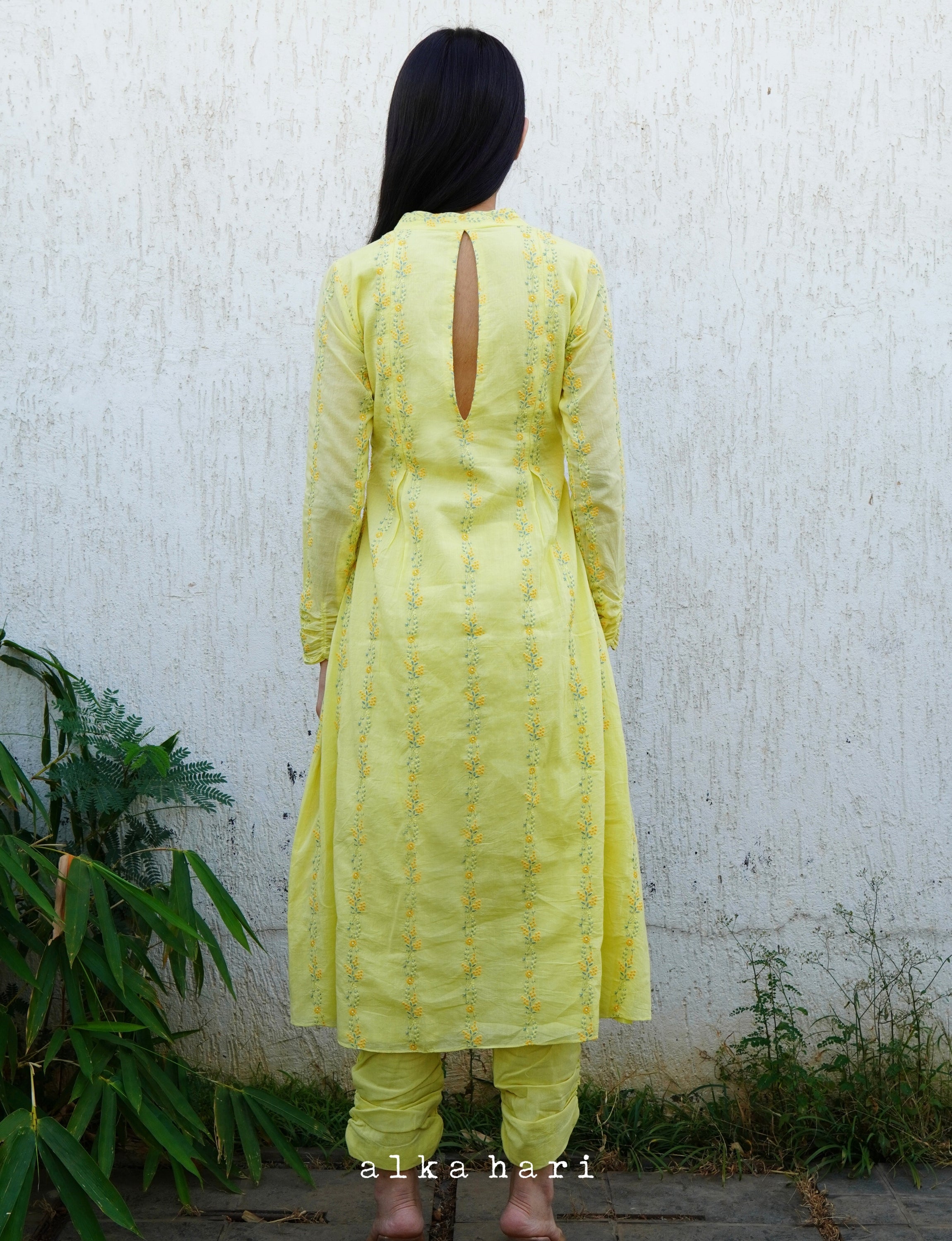Pastel Yellow Embroidered Anarkali