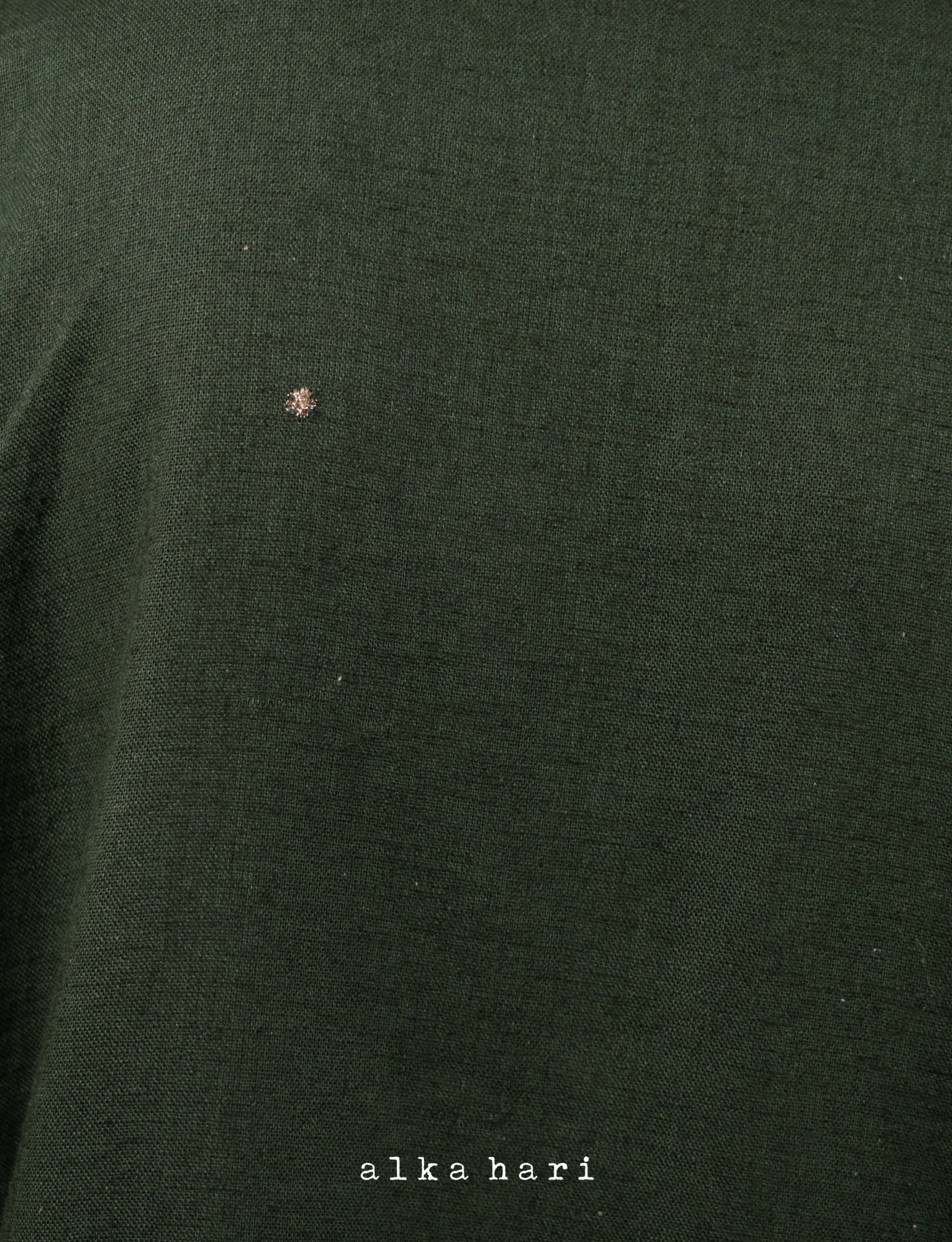 Dark Green Linen Shirt with Mukaish Work