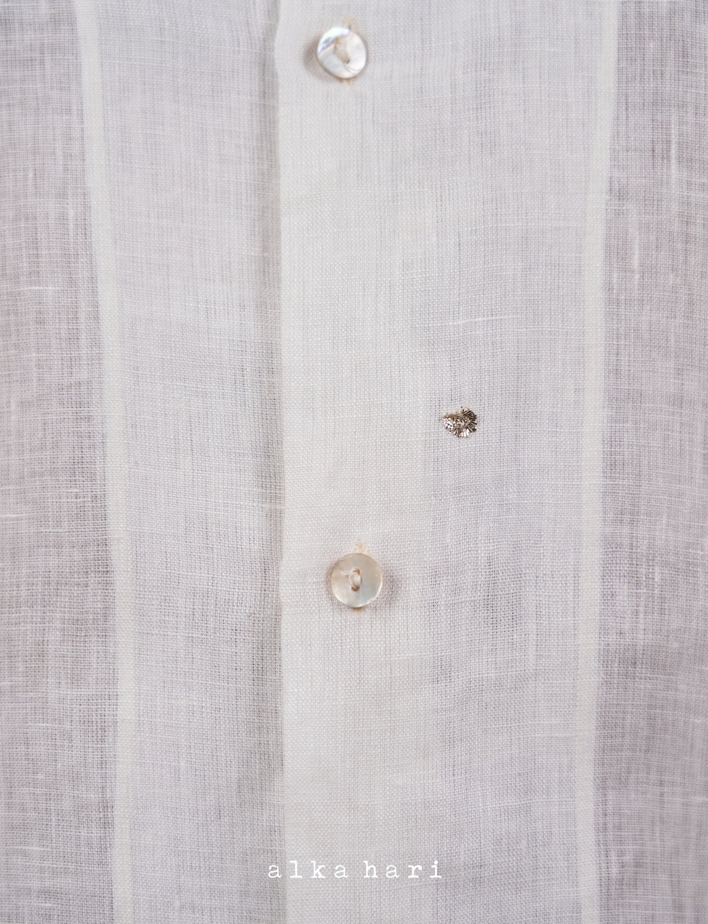 White Linen Structured Shirt with Mukaish Work