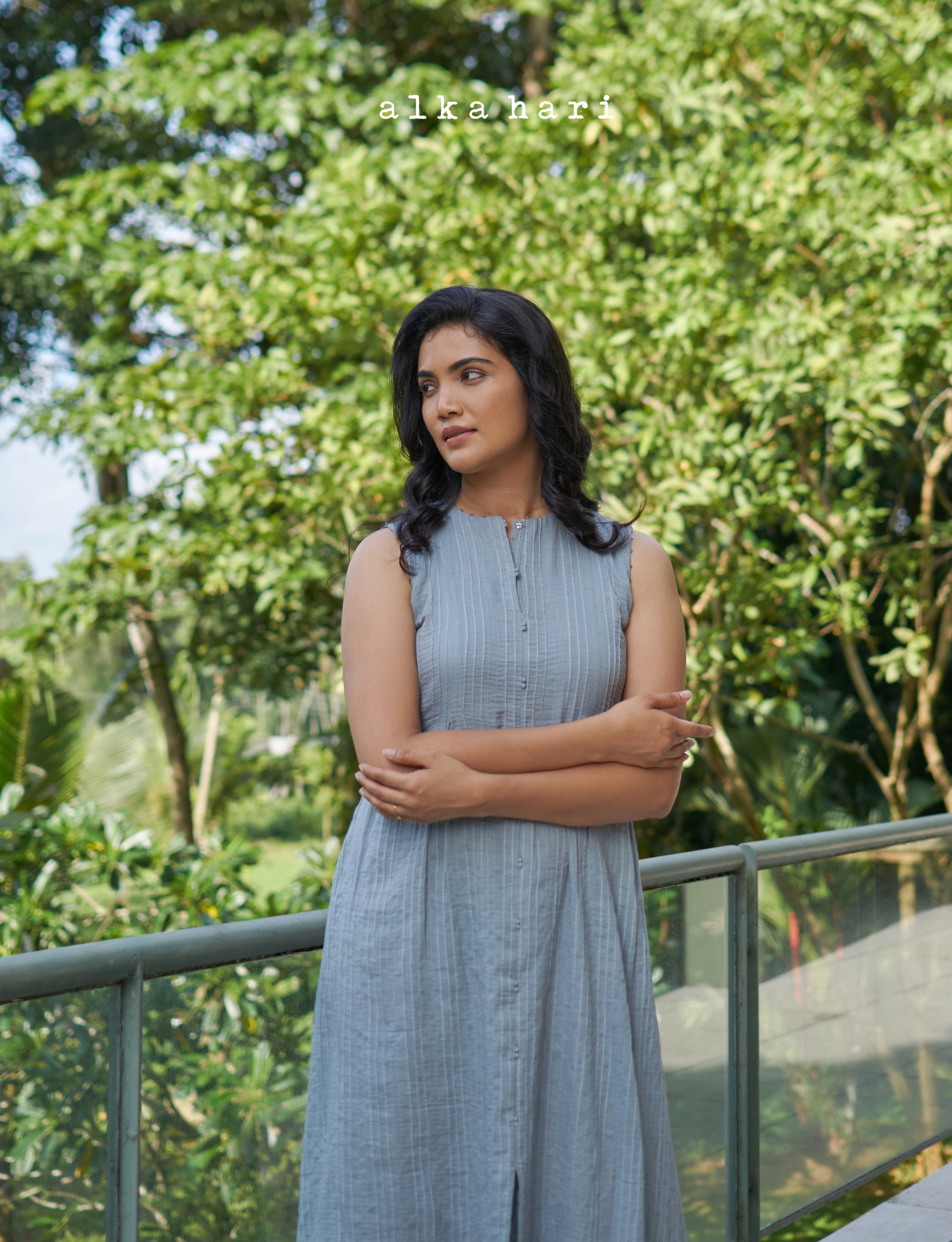 Grey Pintucks Anarkali