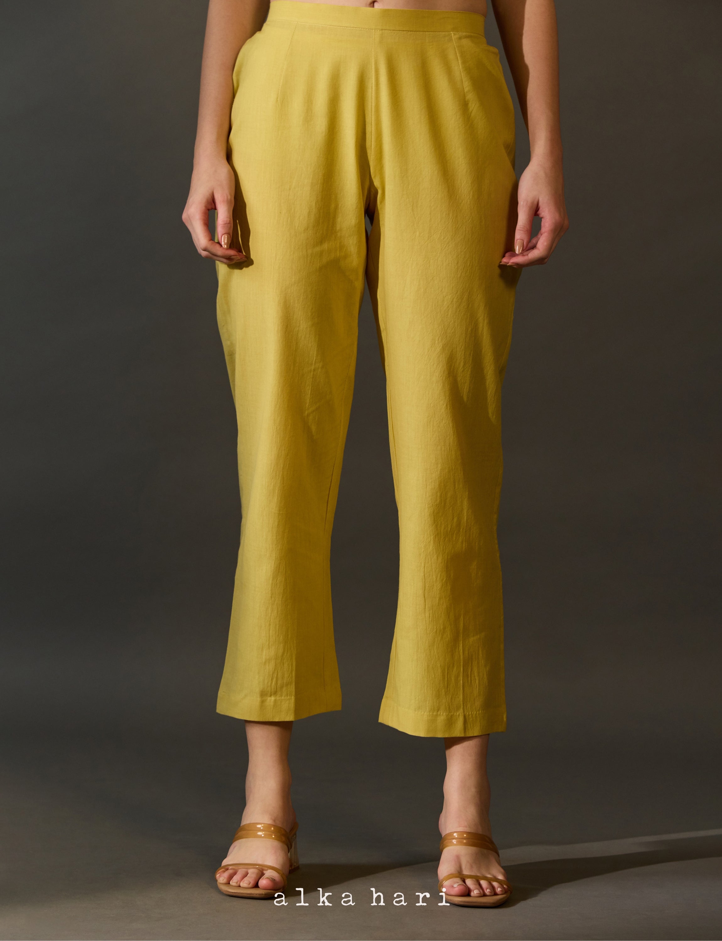 Yellow Cotton Palazzo Pants