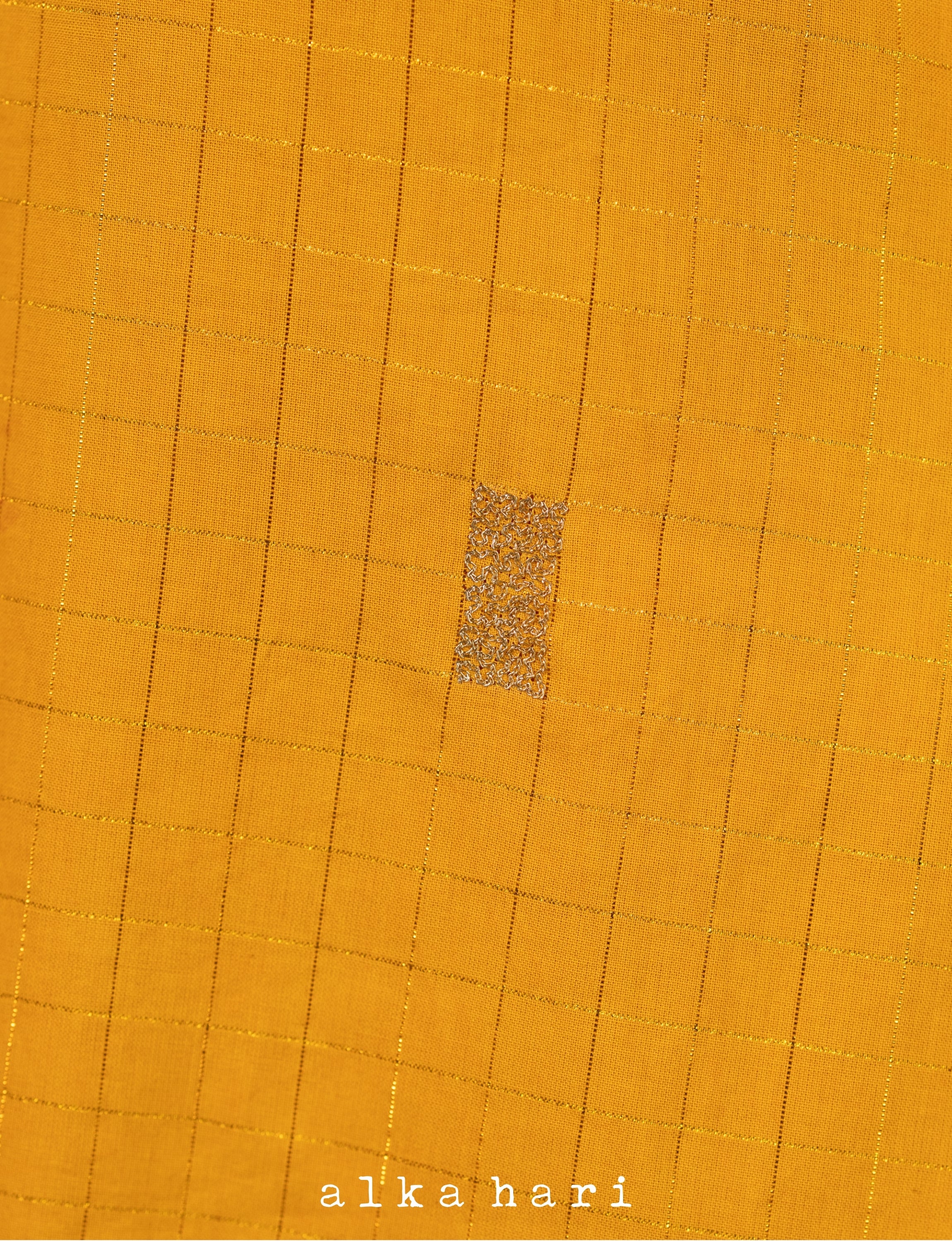 Yellow Checks A-line Kurta