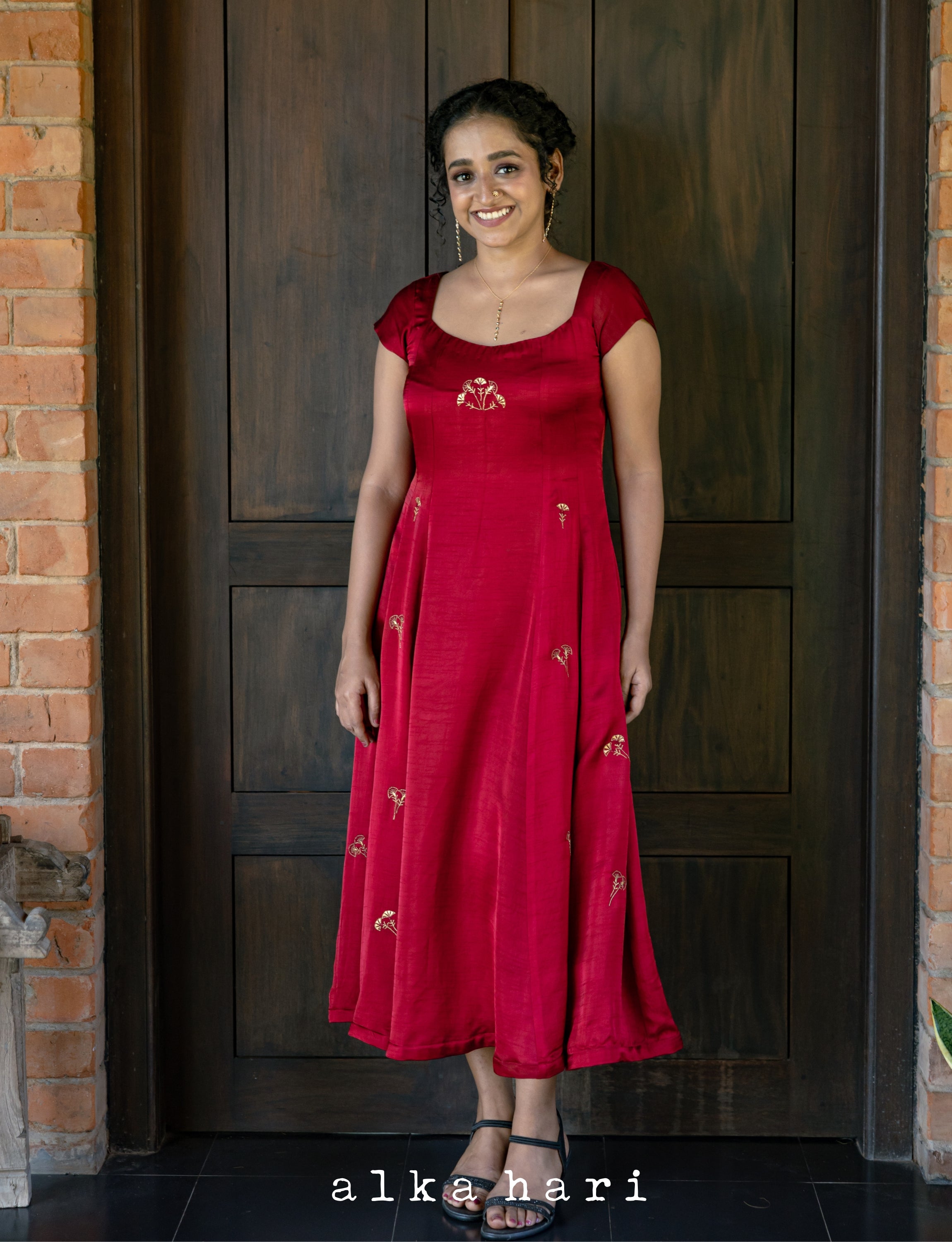 Red Embroidered Dress