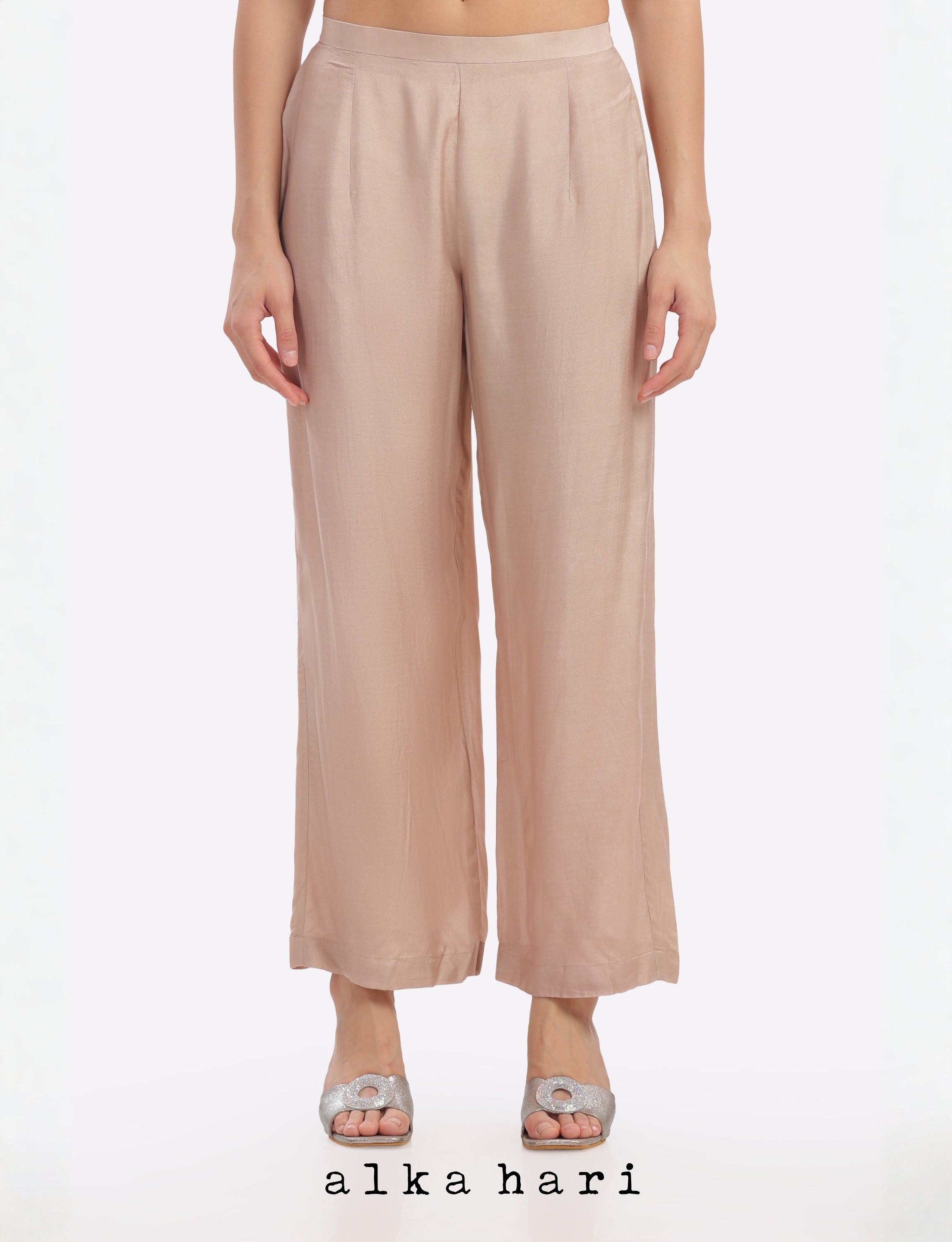 Pastel Peach Cotton Palazzo Pants