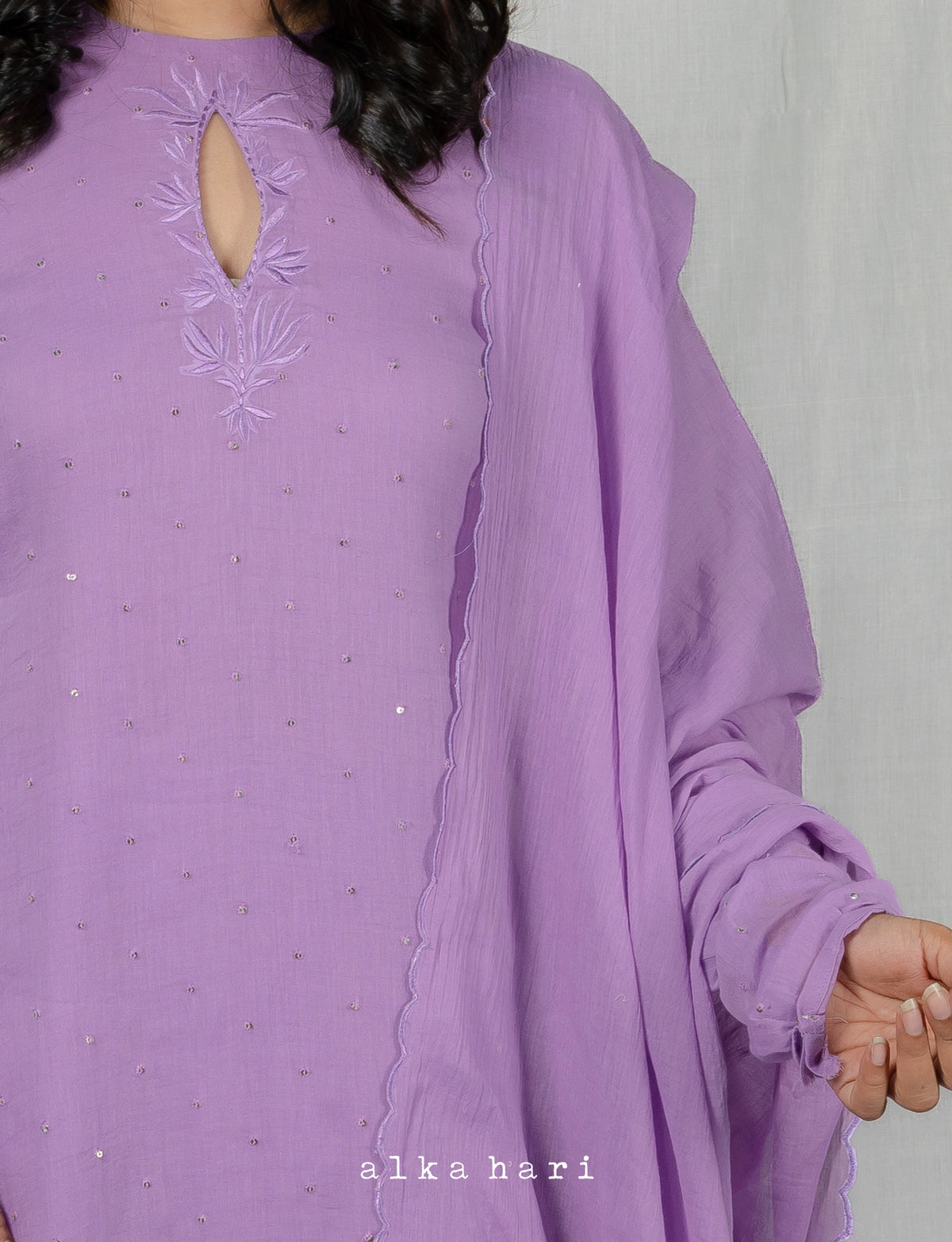 Lilac Mul Cotton Dupatta