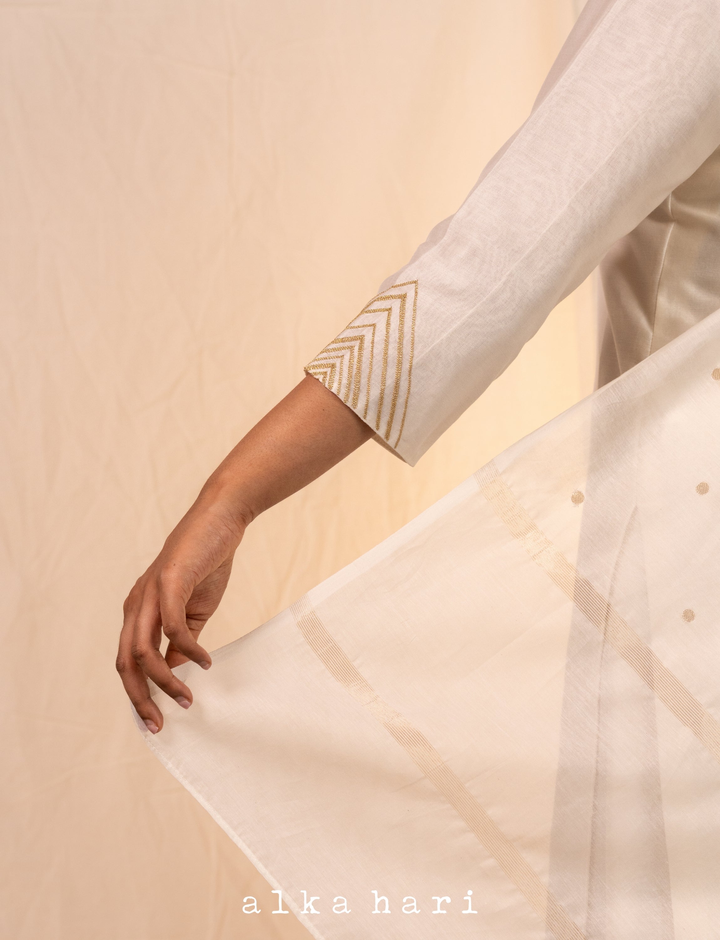 Off White Chanderi with Banarasi Weave
