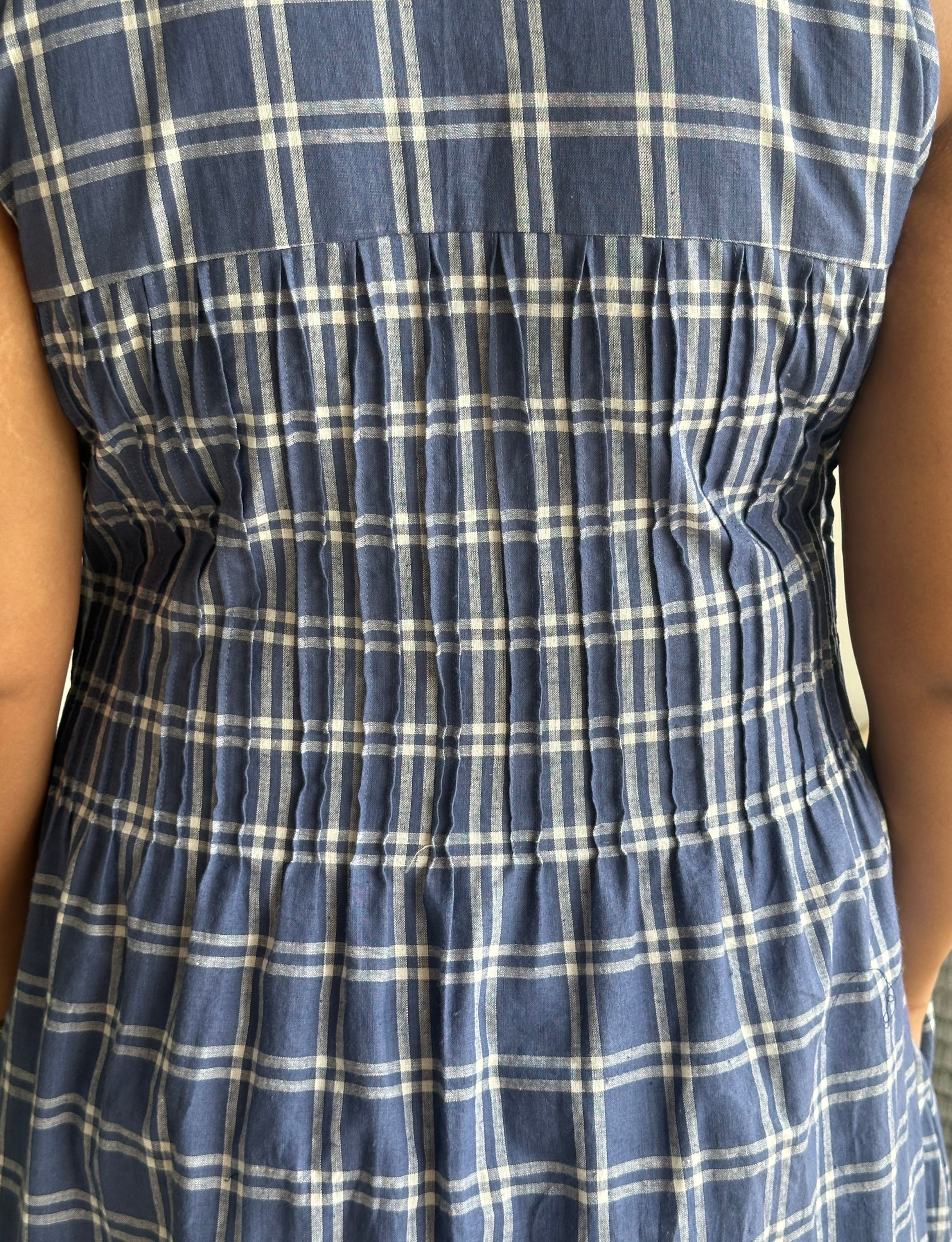 Blue Checked Collared Dress