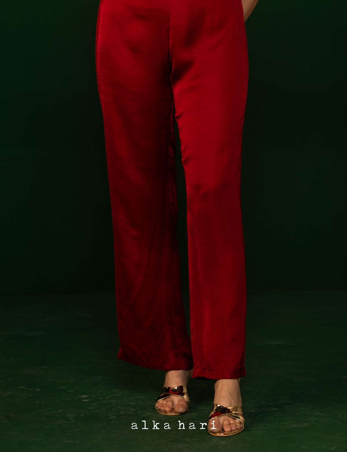 Carmine Red Silk palazzo