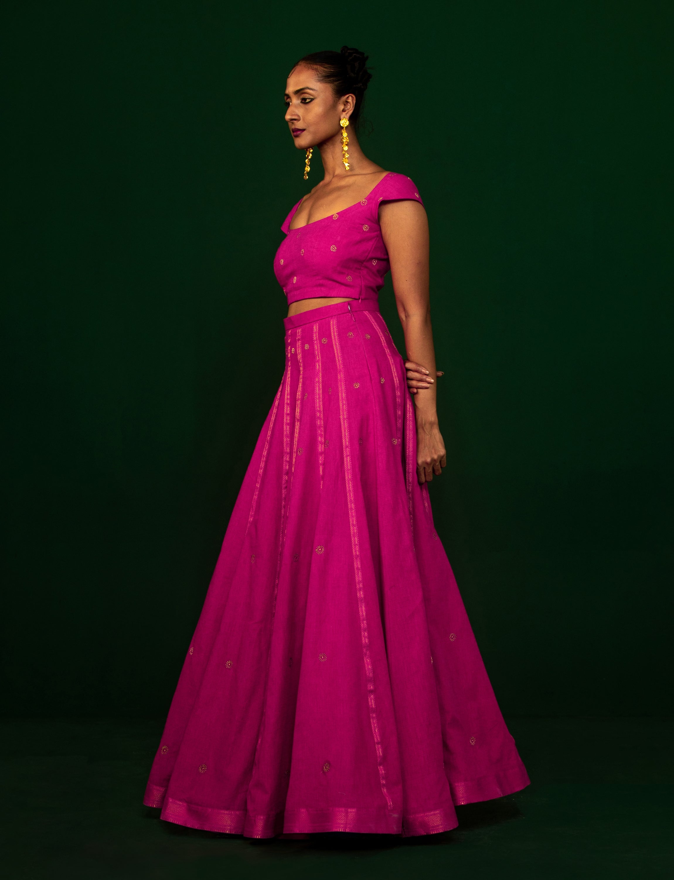 Scarlet Pink Skirt and Blouse Co-Ord Set