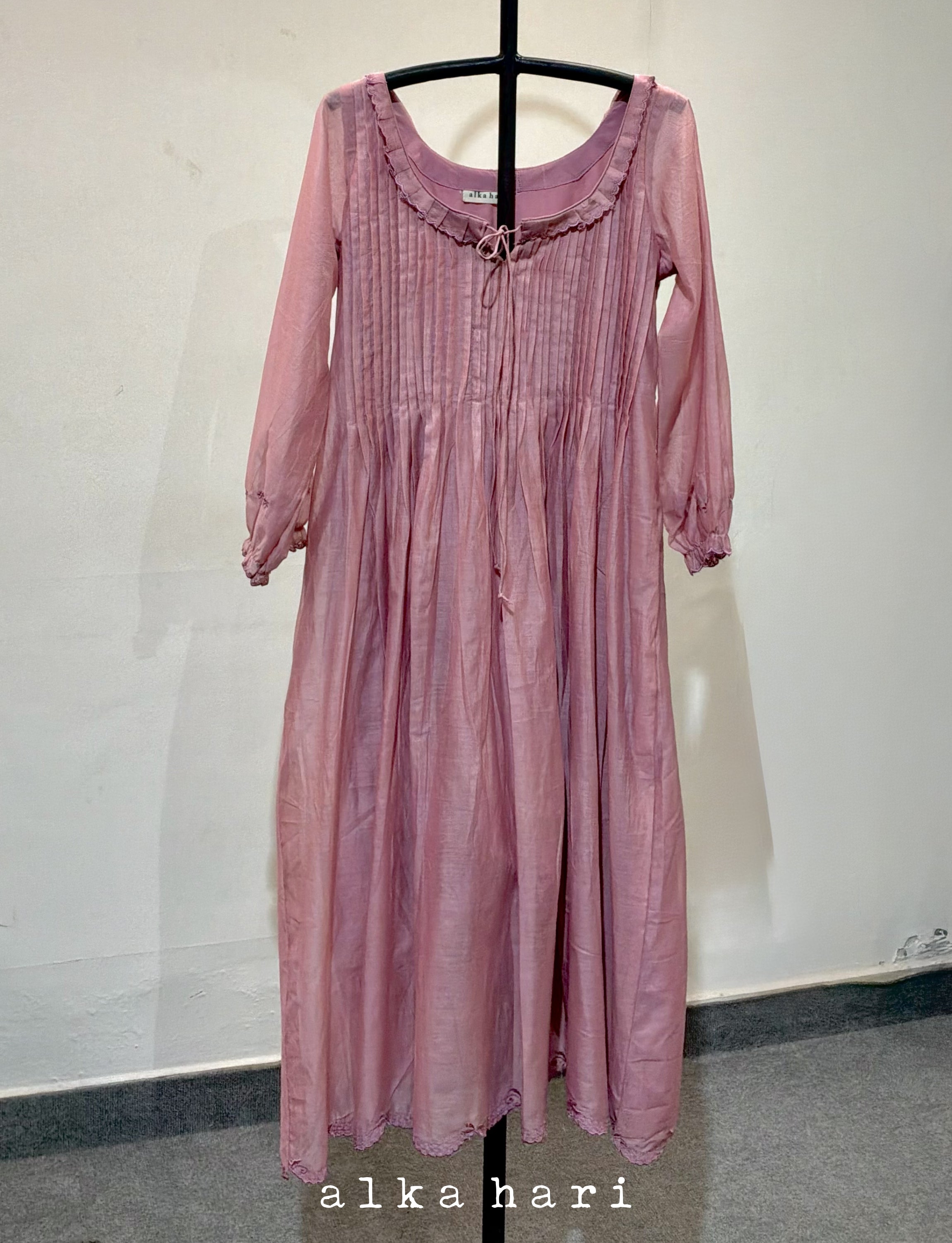 Dusty Pink Chanderi Silk Dress