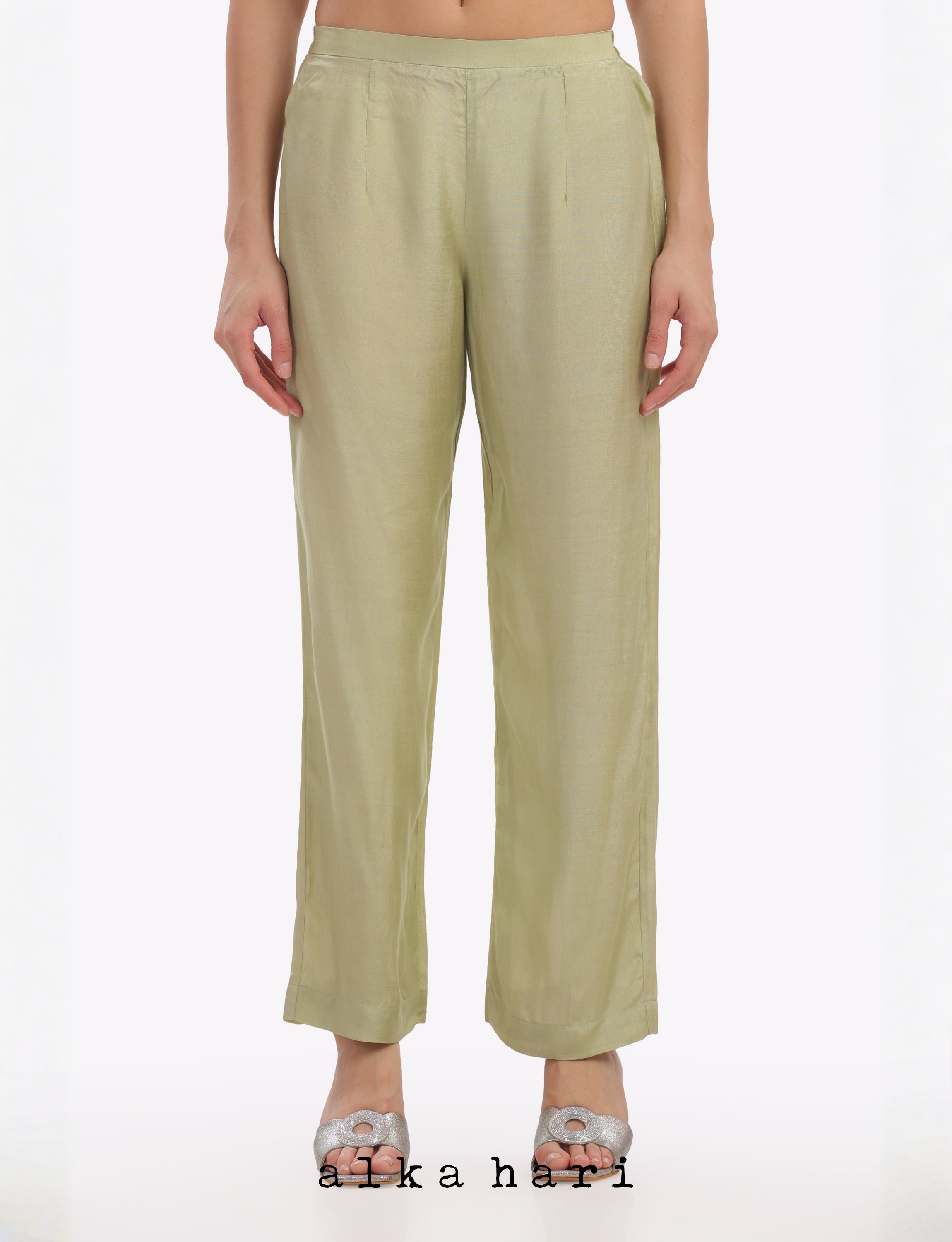 Pastel Green Cotton Palazzo Pants