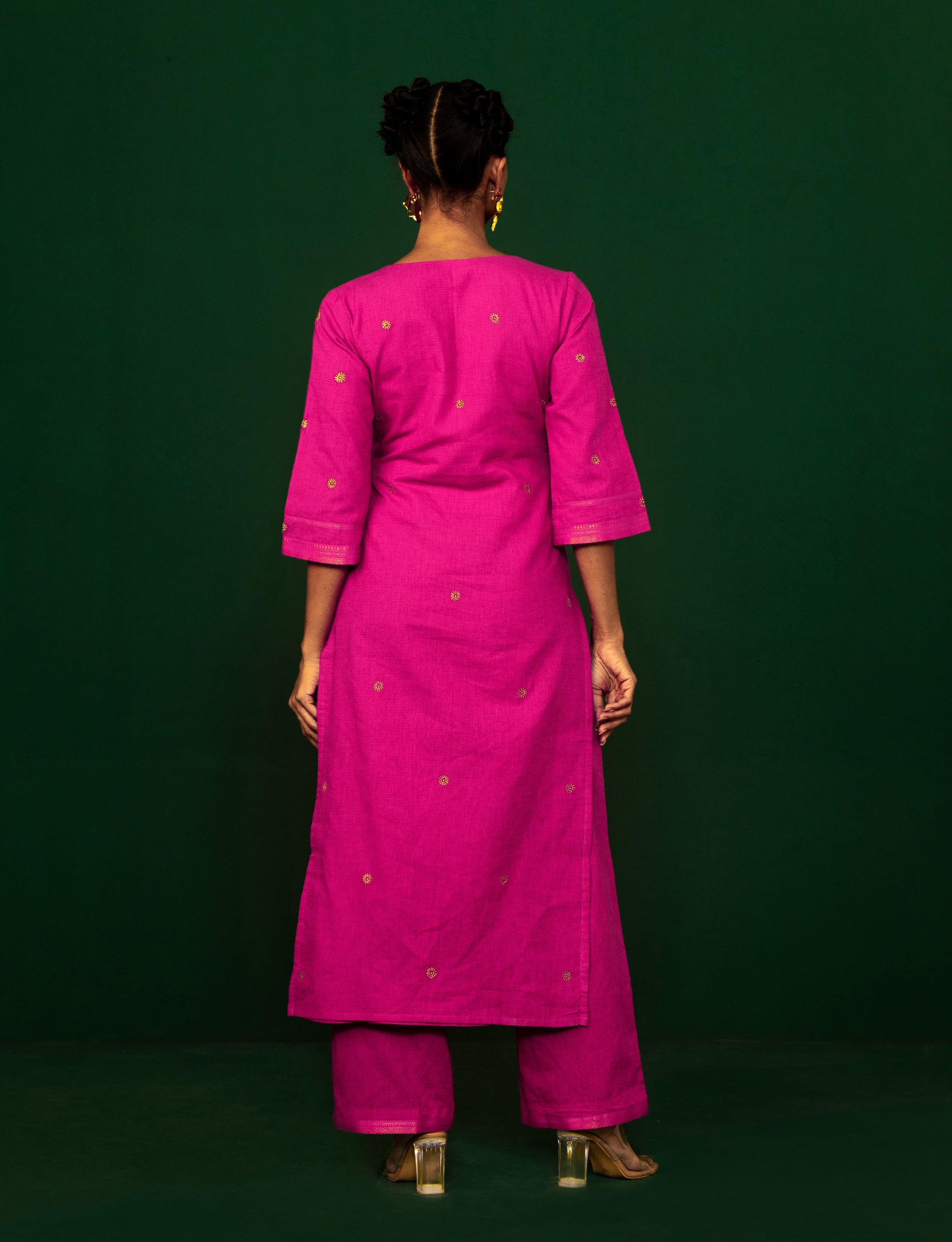 Scarlet Pink Embroidered Kurta