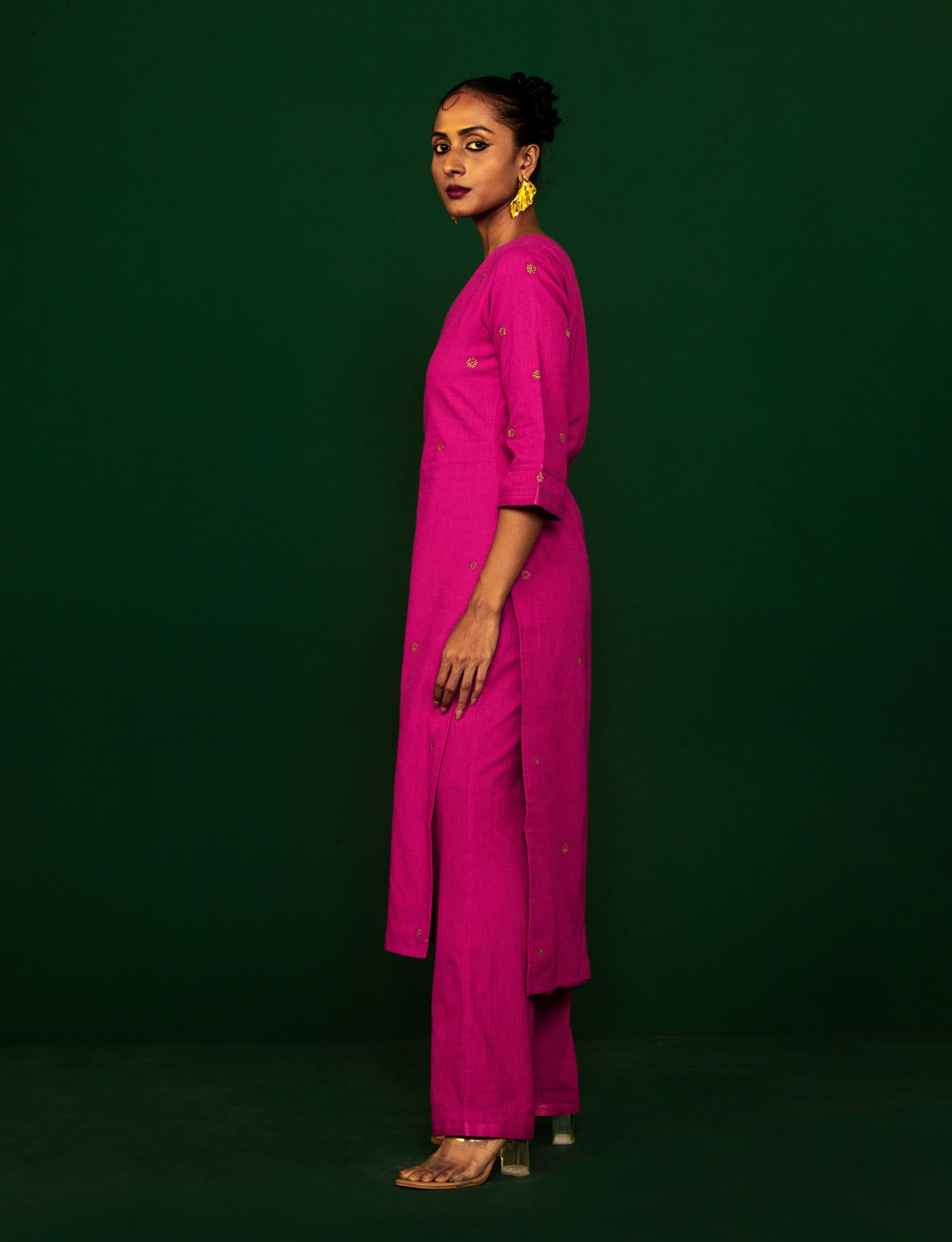 Scarlet Pink Embroidered Kurta