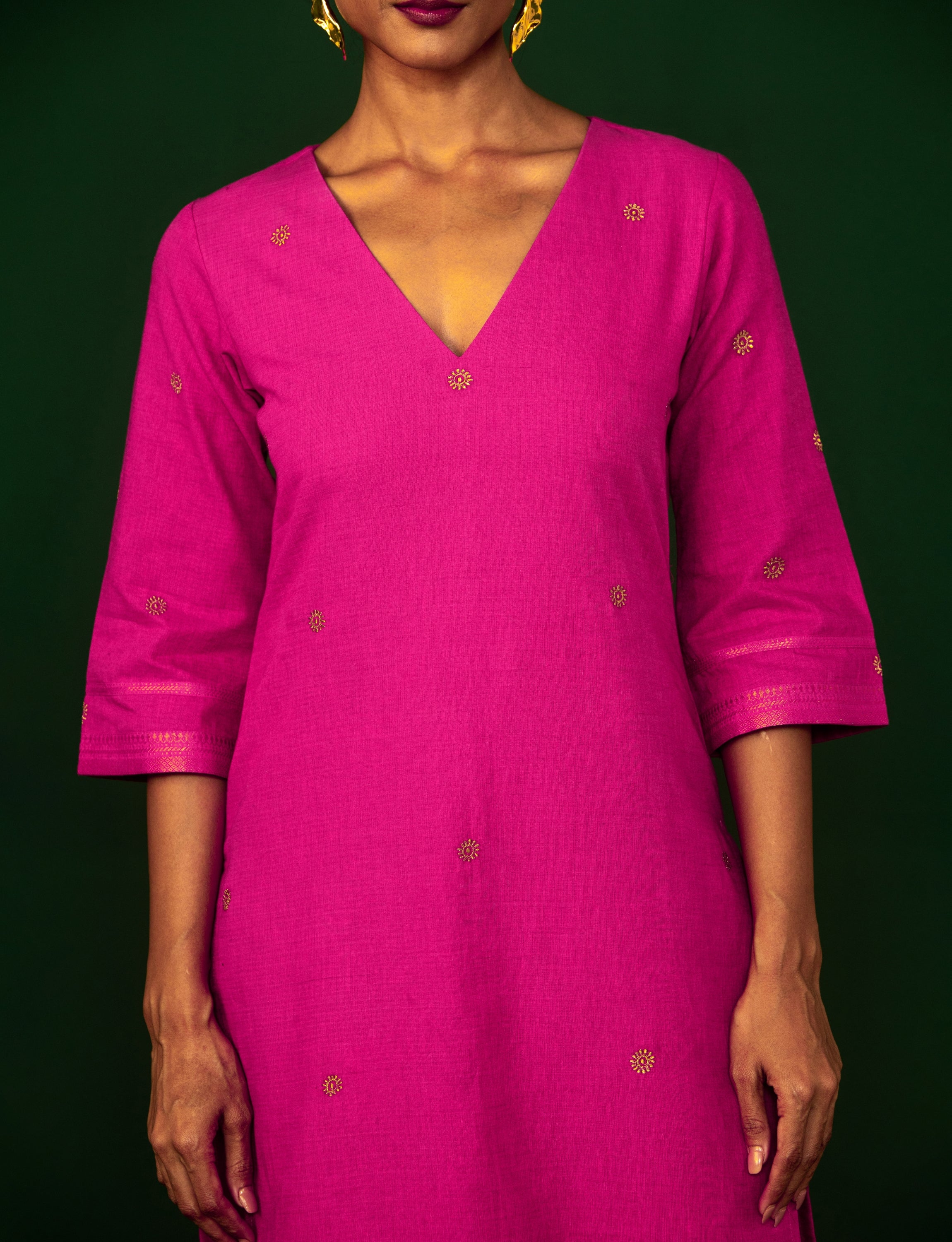 Scarlet Pink Embroidered Kurta