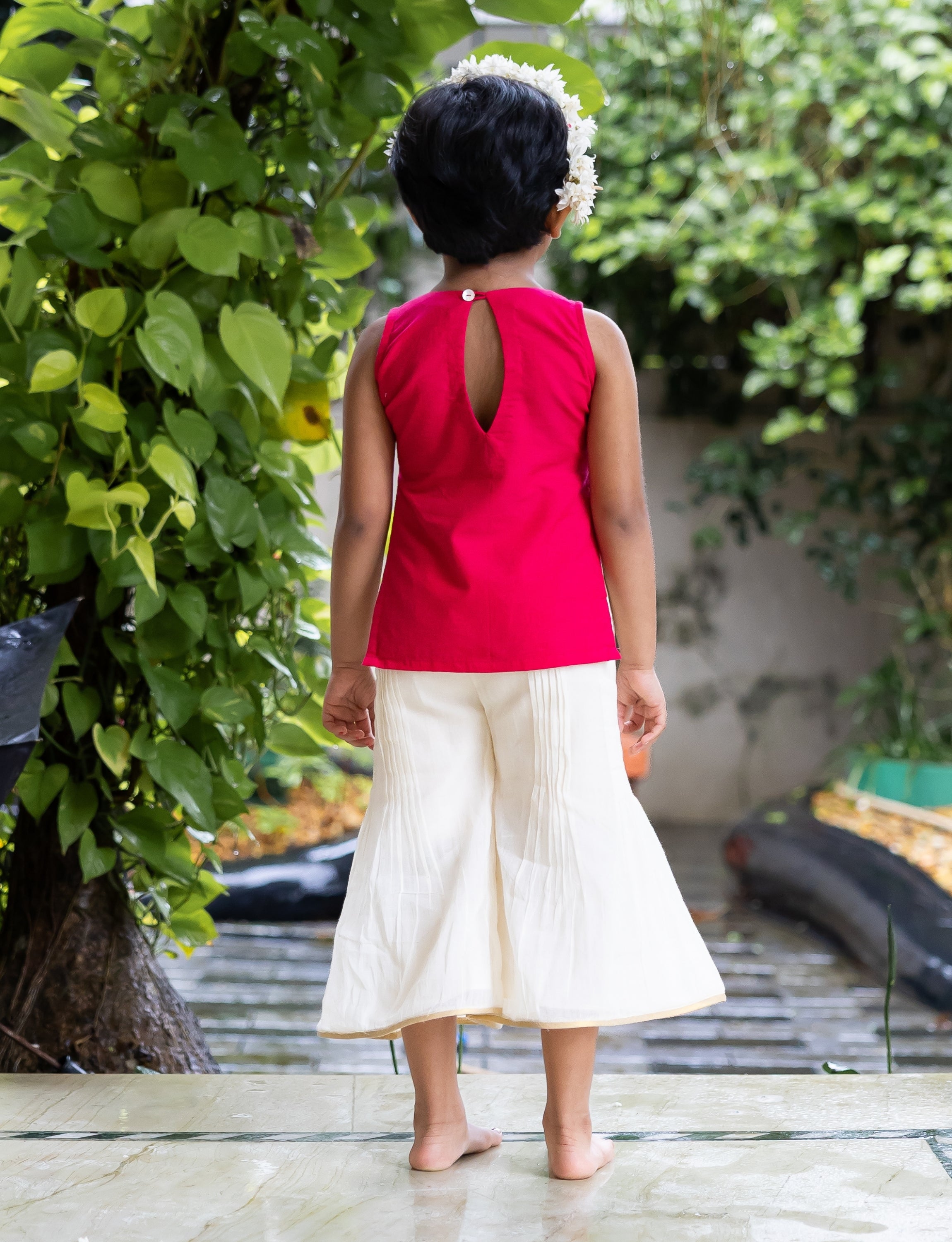 Floral Embroidered Pink Kurta with Flared Sharara Bottom