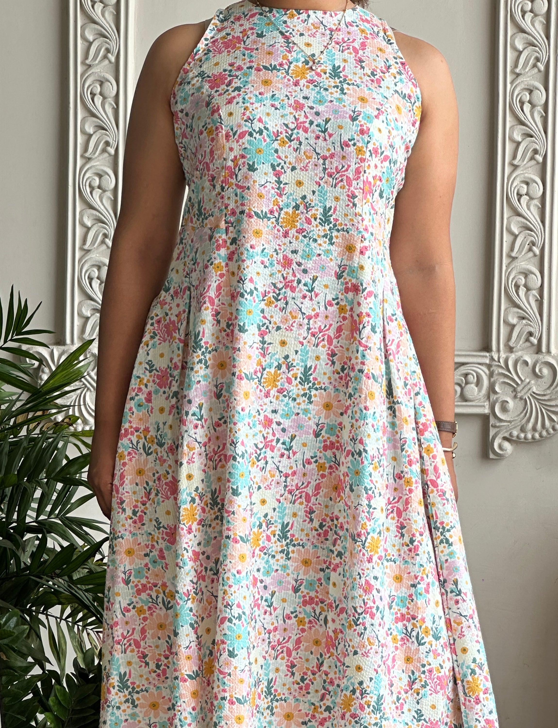 White Floral Printed Dress