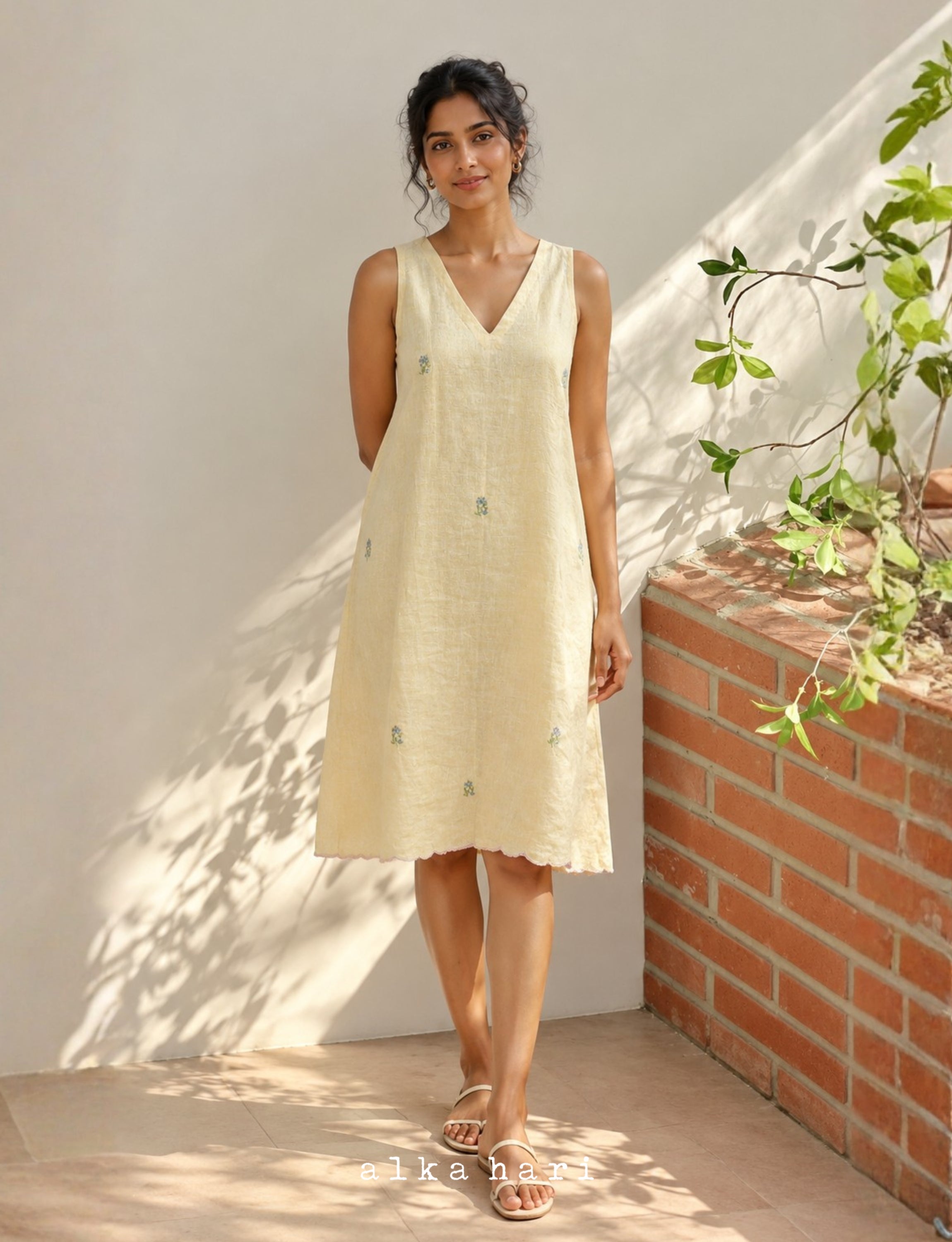 Butter Yellow Linen Dress