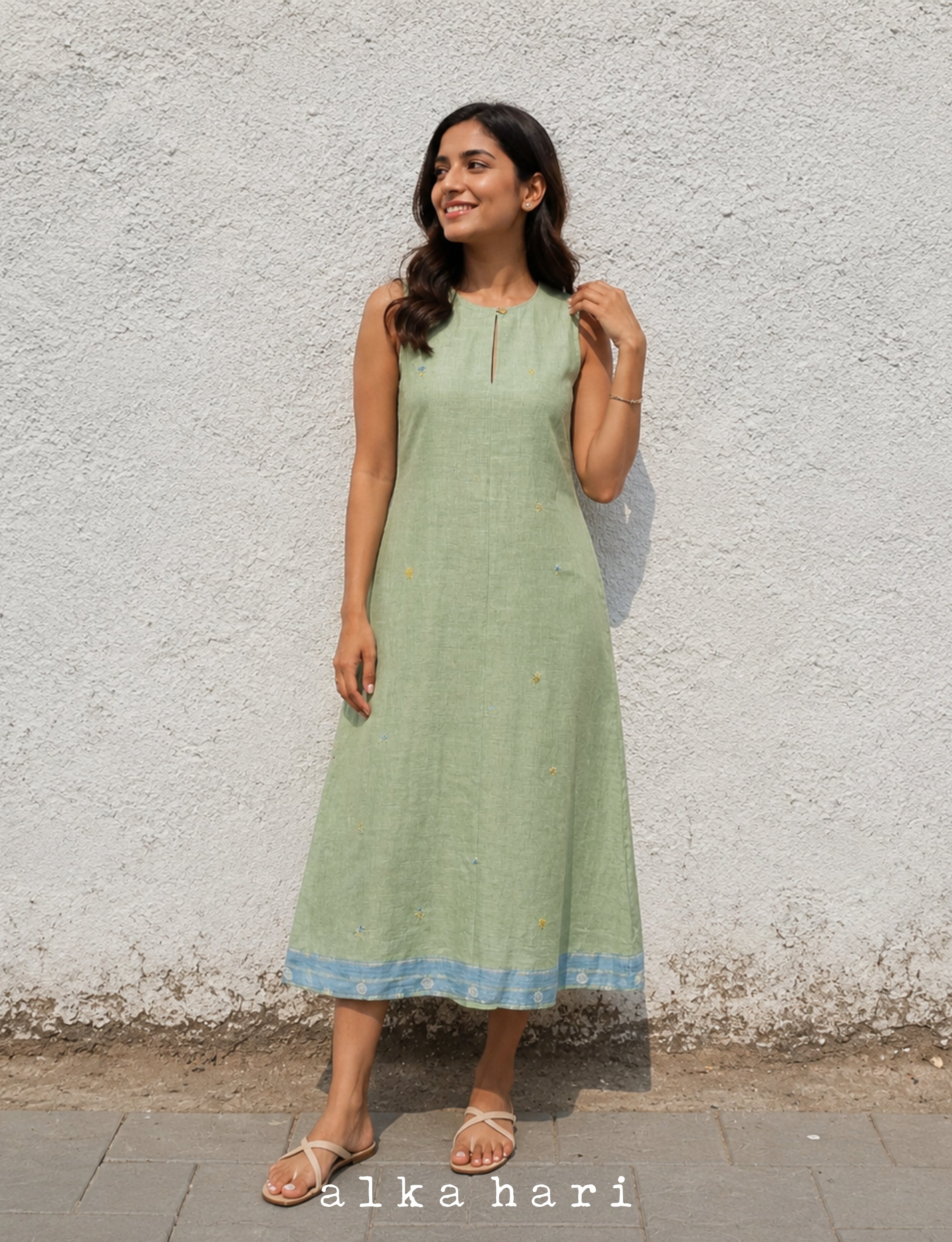 Pastel Green Handloom Dress