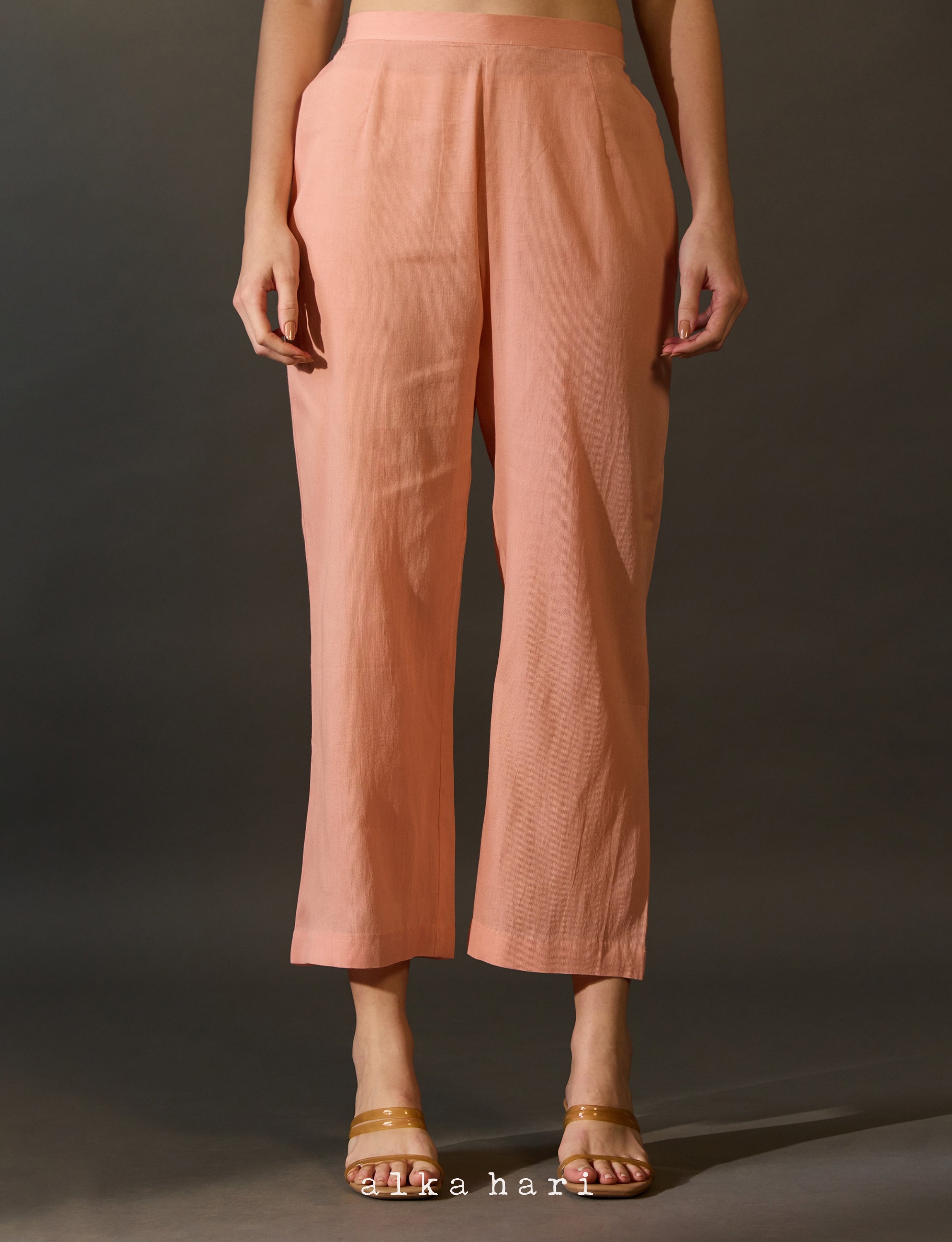 Peach Cotton Palazzo Pants