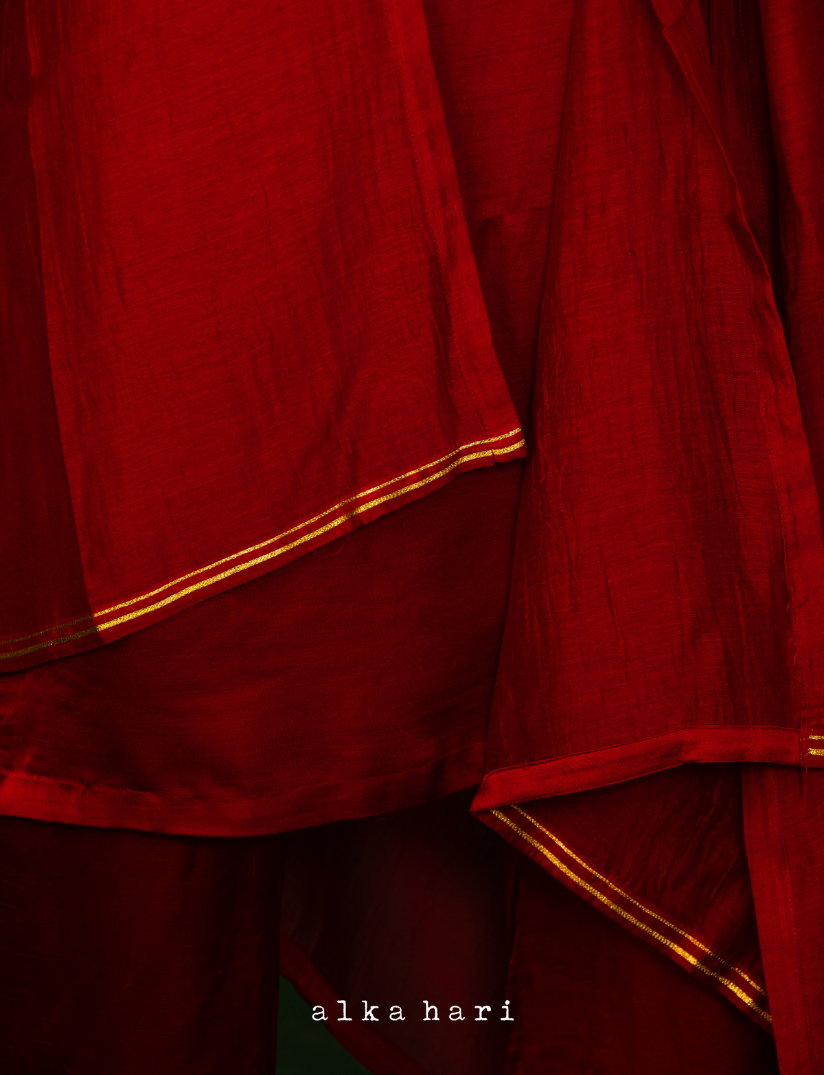 Carmine Red Chanderi Silk Dupatta