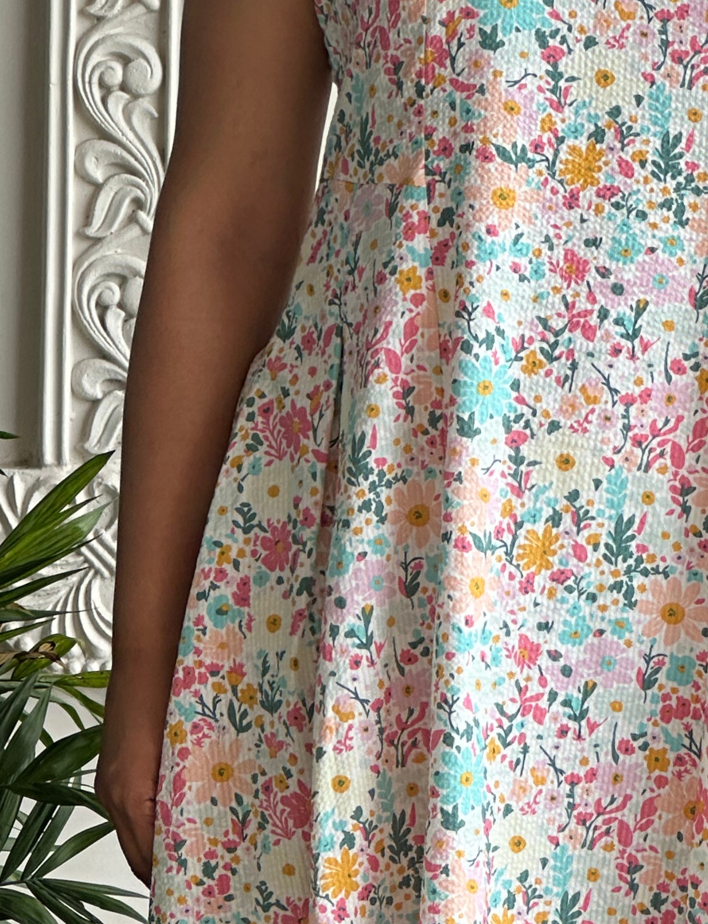 White Floral Printed Dress