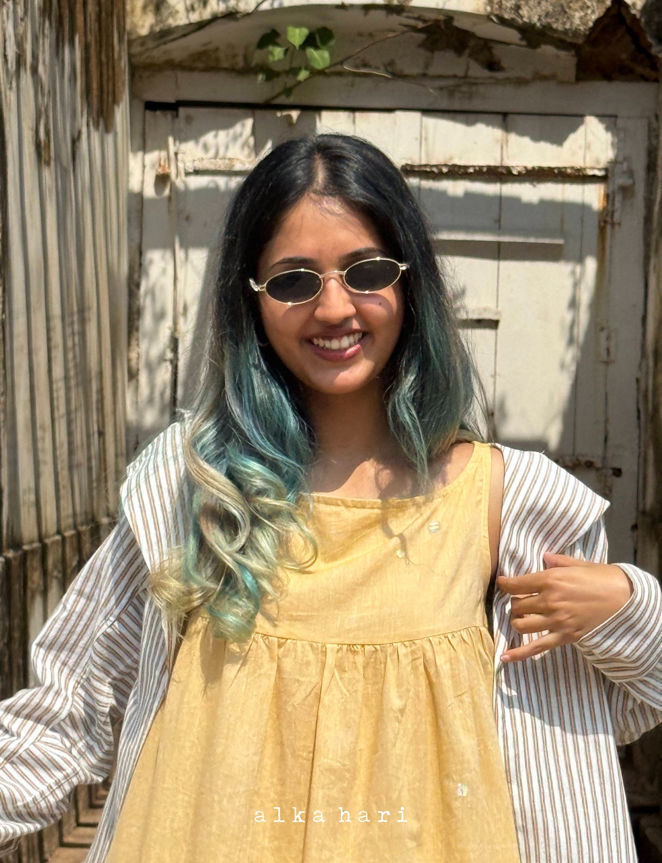 Pastel Yellow Embroidered Gathered Dress