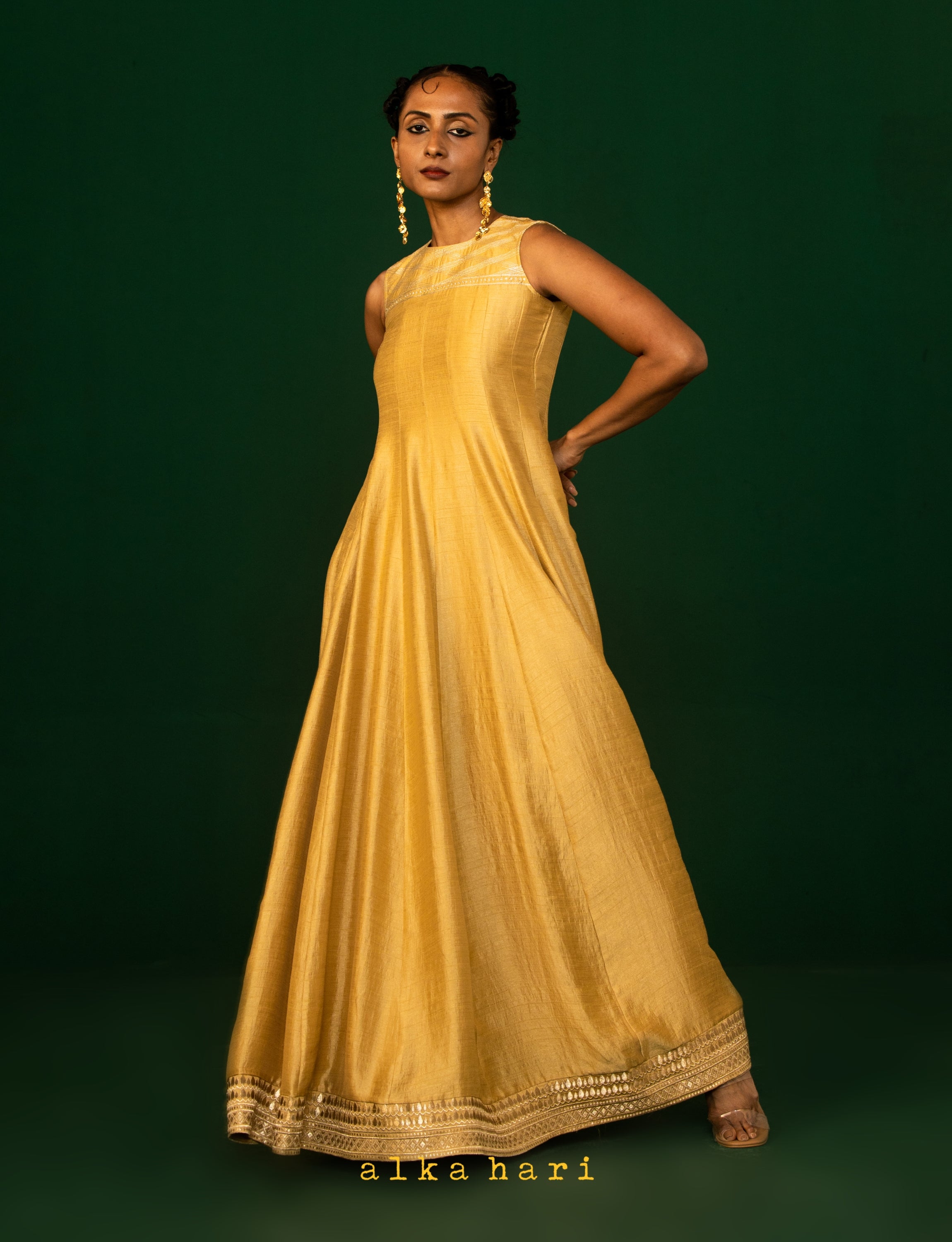 Caramel Gold Panelled Dress