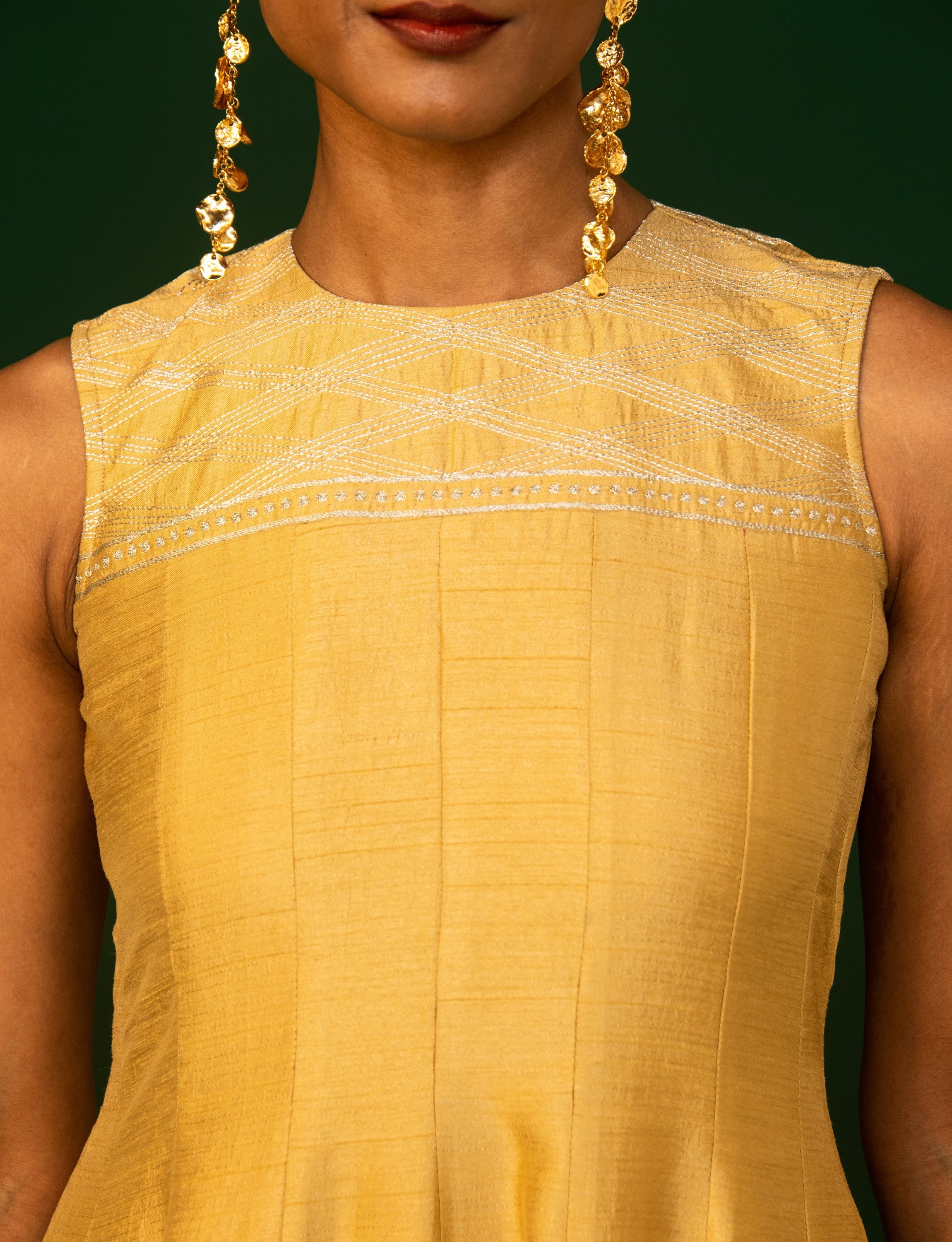 Caramel Gold Panelled Dress