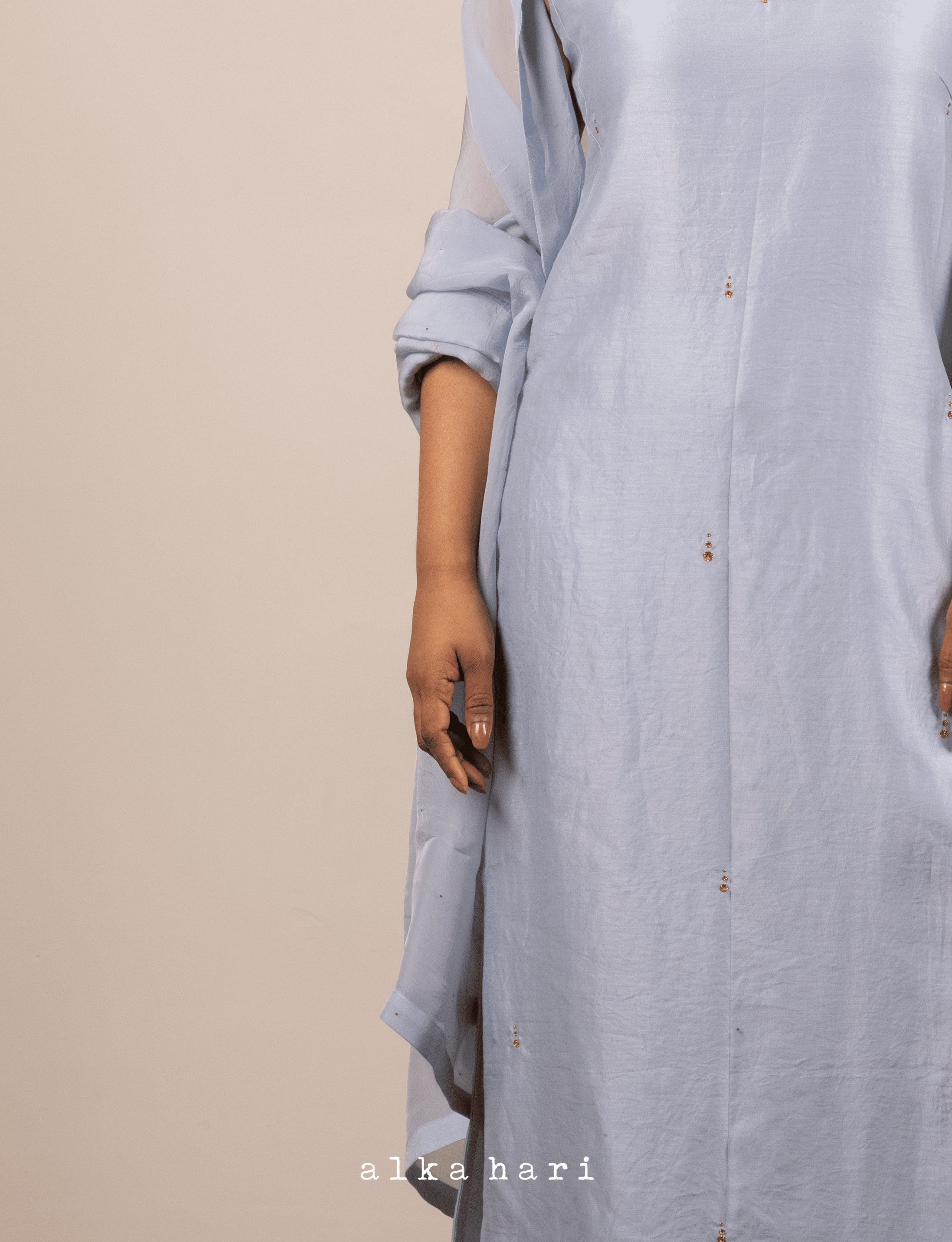 Blue Mukaish Embroidered Chanderi Silk Kurta