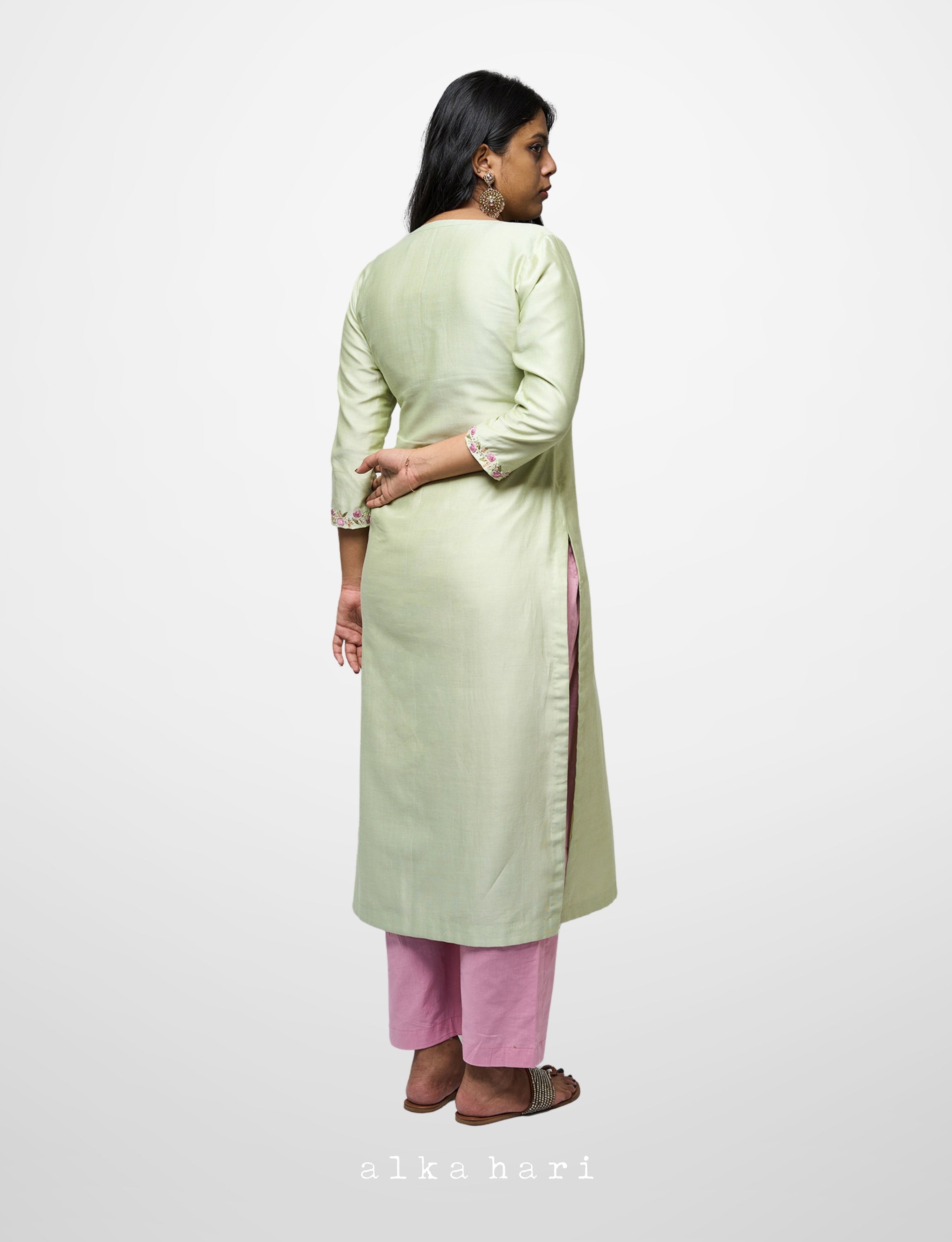 Pastel Green Chanderi Silk Kurti