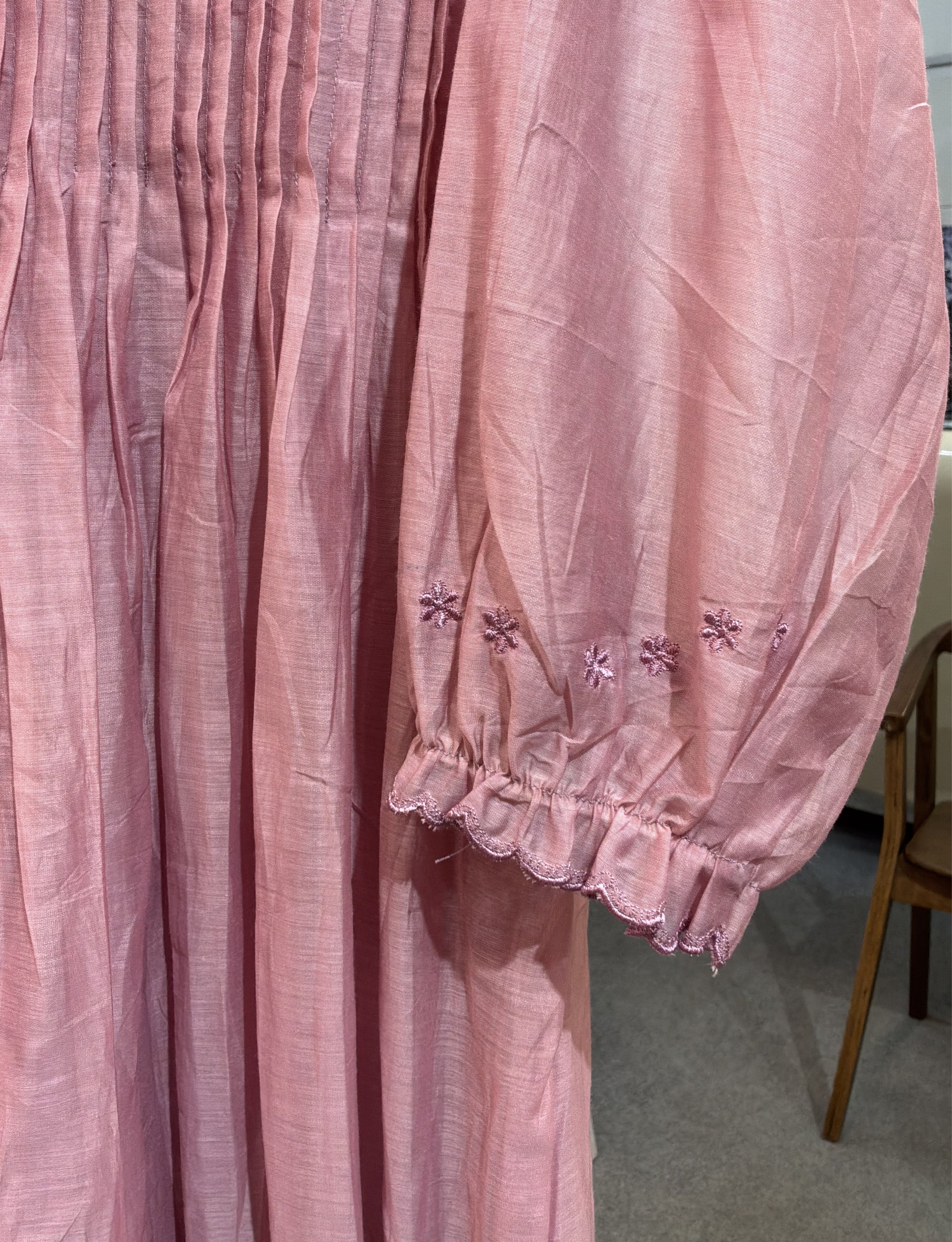 Dusty Pink Chanderi Silk Dress