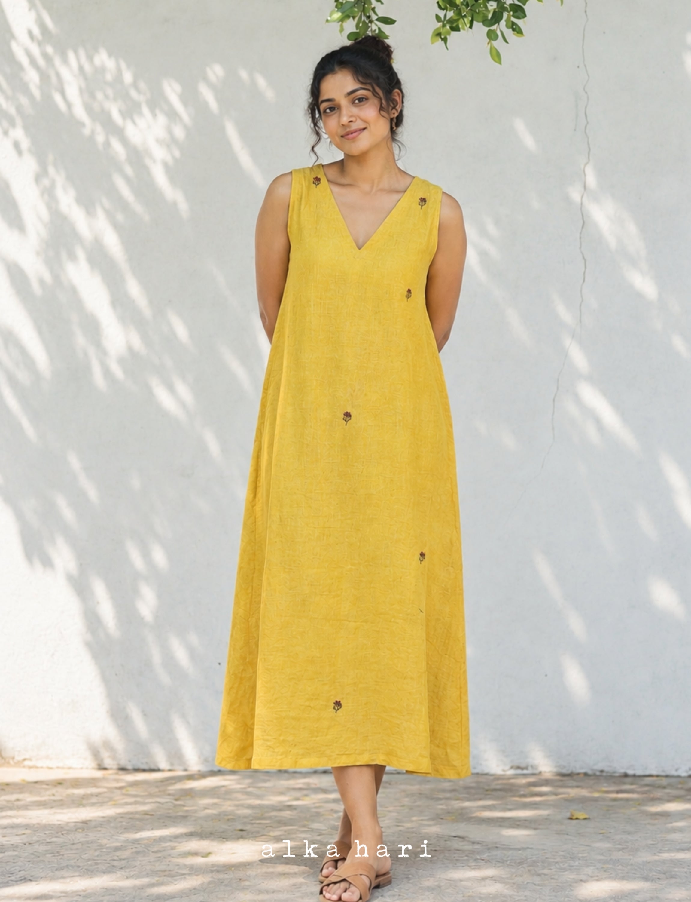 Mustard Yellow Linen Dress