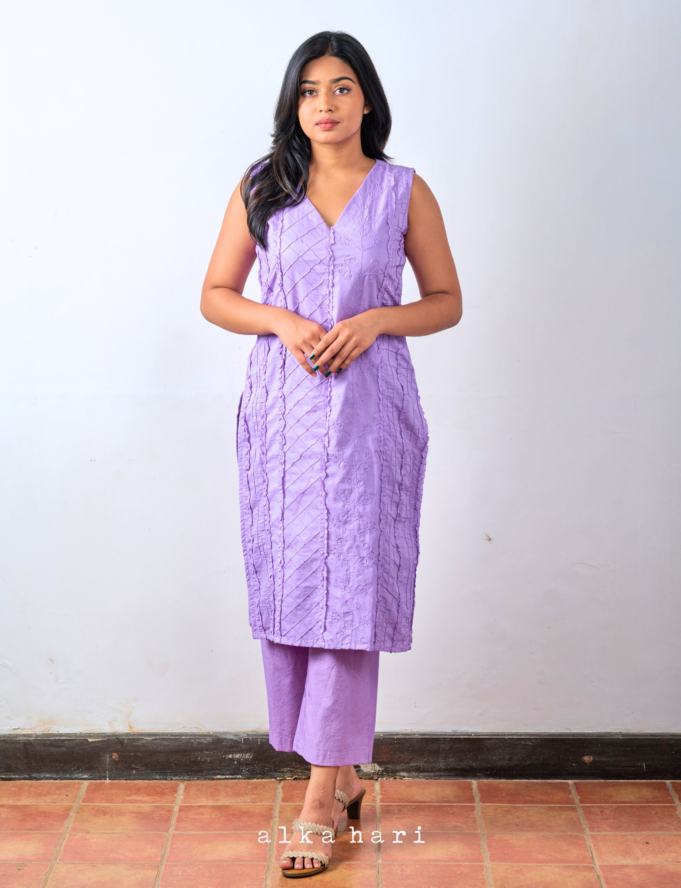 Lavender Textured Kurta