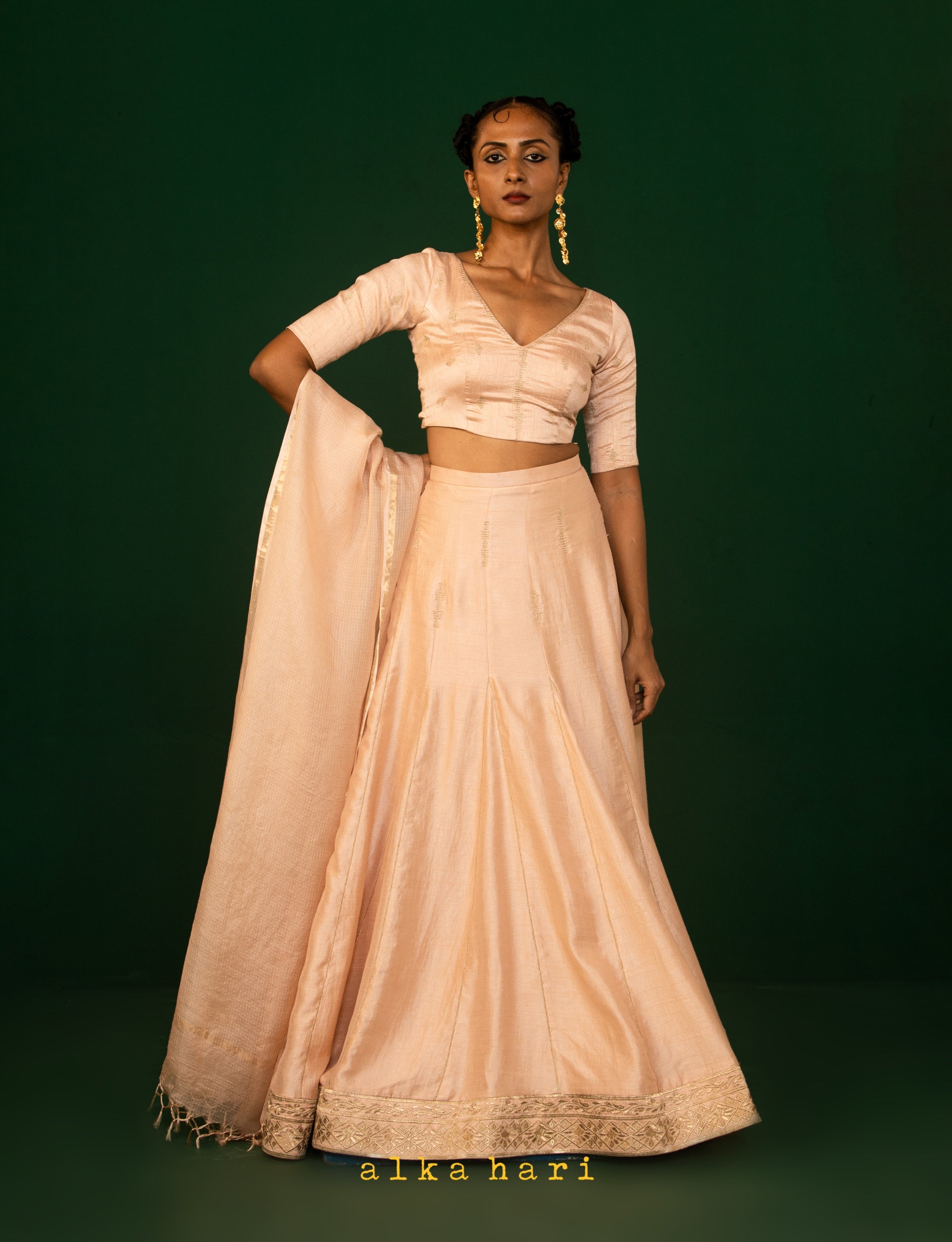 Champagne Pink Skirt & Blouse Co-Ord Set