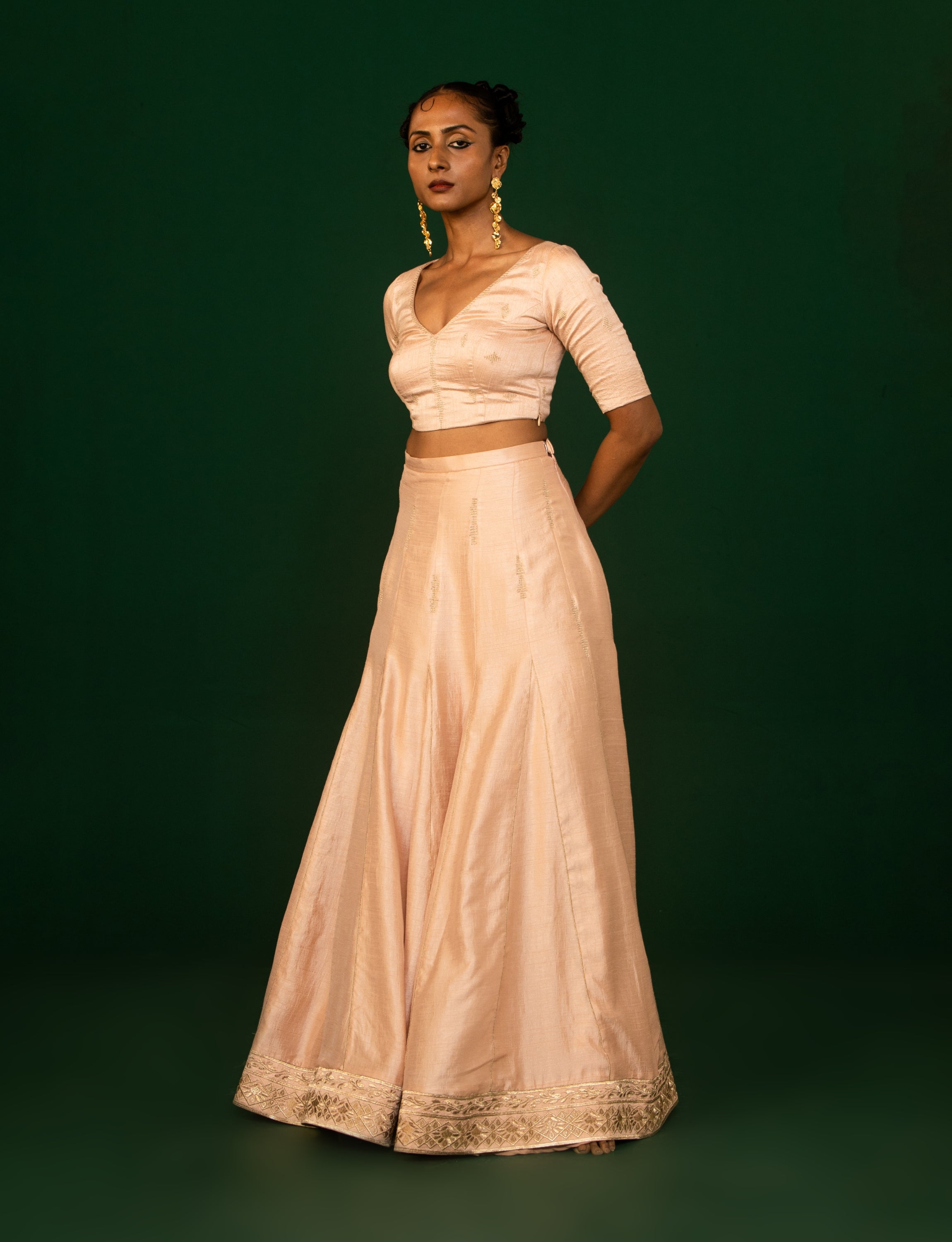 Champagne Pink Skirt & Blouse Co-Ord Set