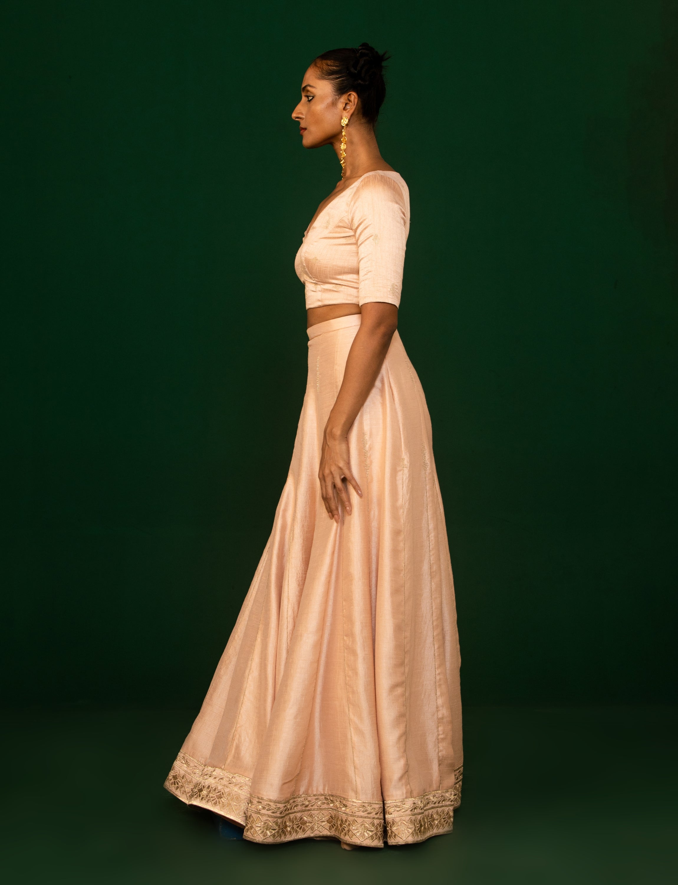 Champagne Pink Skirt & Blouse Co-Ord Set