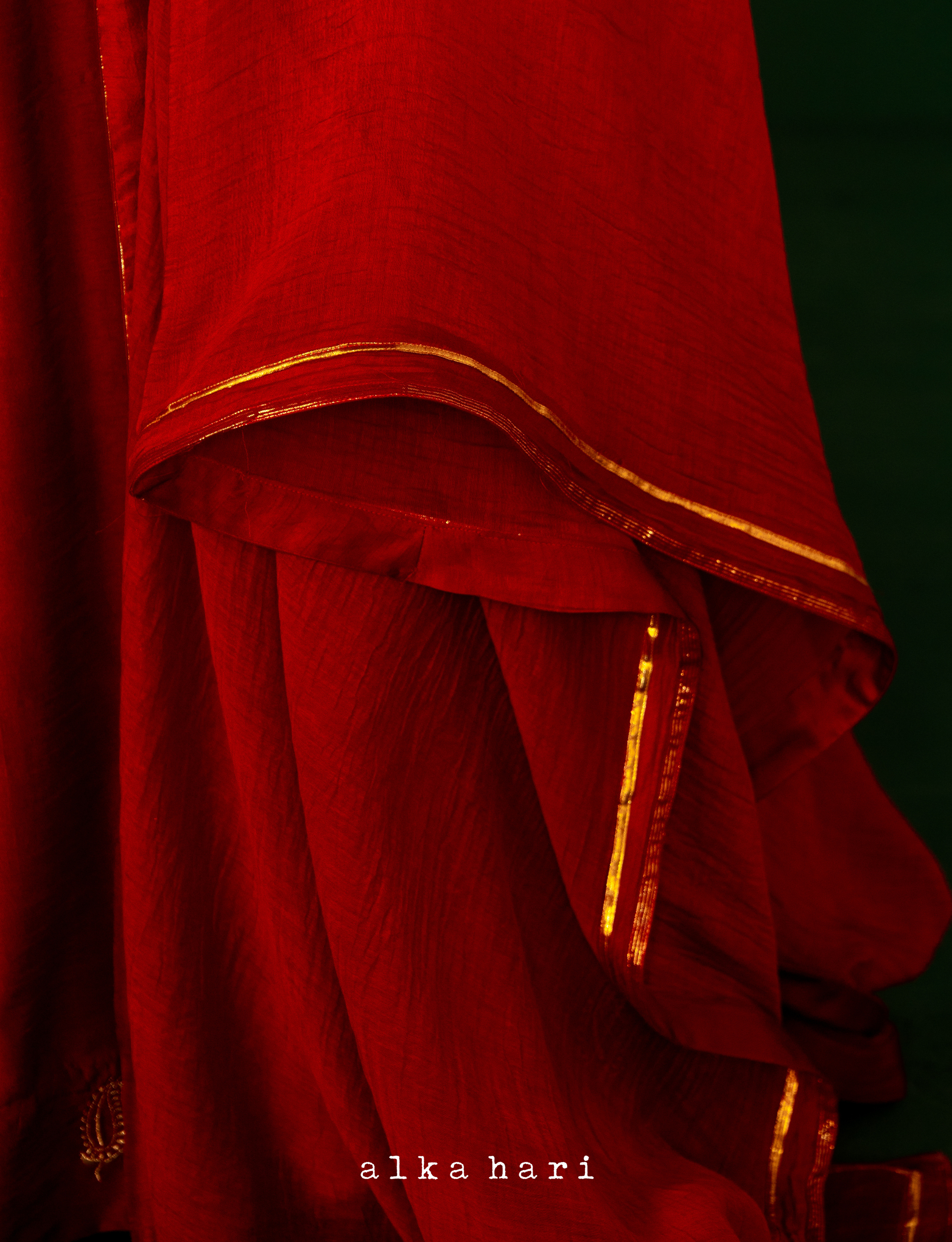 Ruby Red Chanderi Silk Dupatta