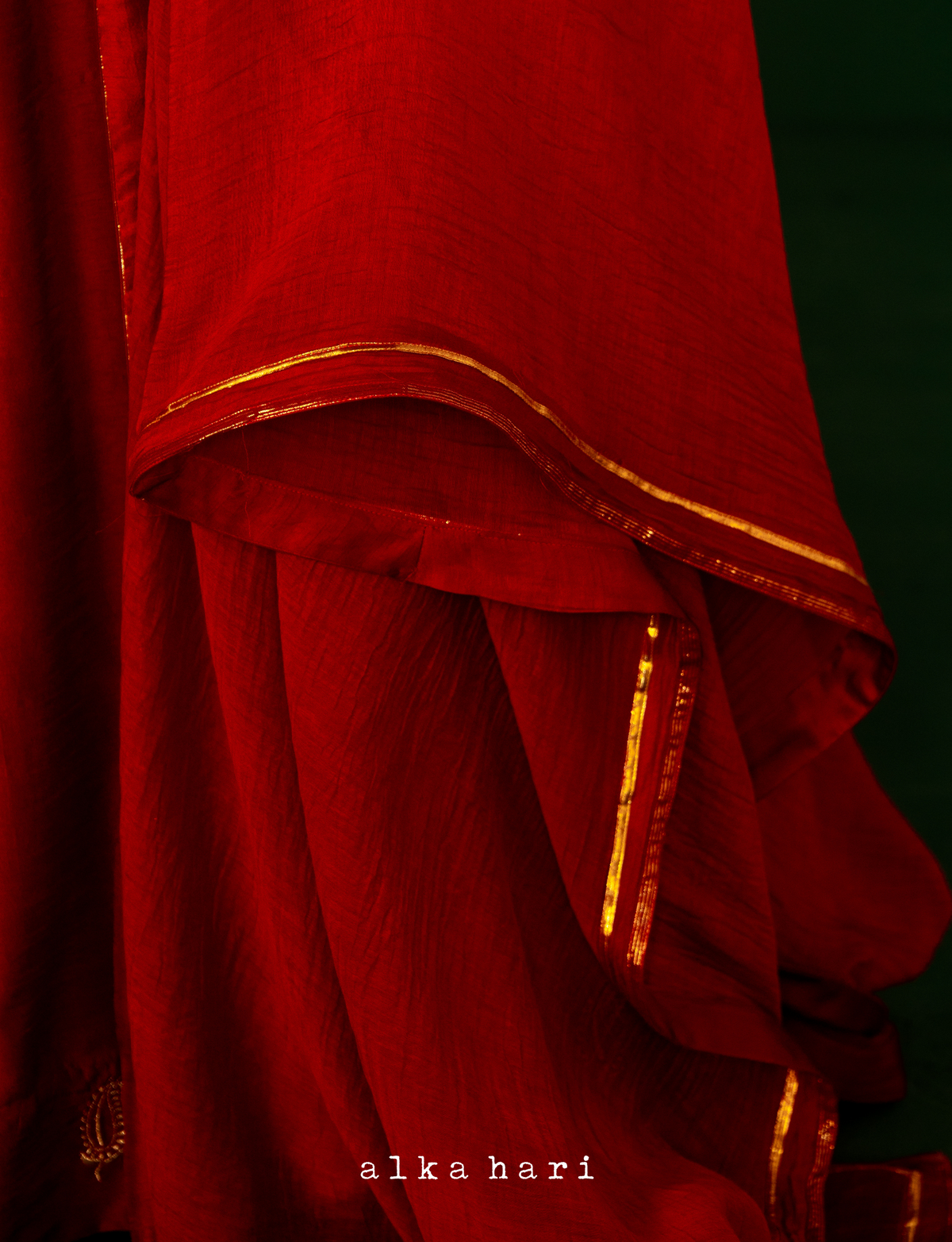 Ruby Red Chanderi Silk Dupatta