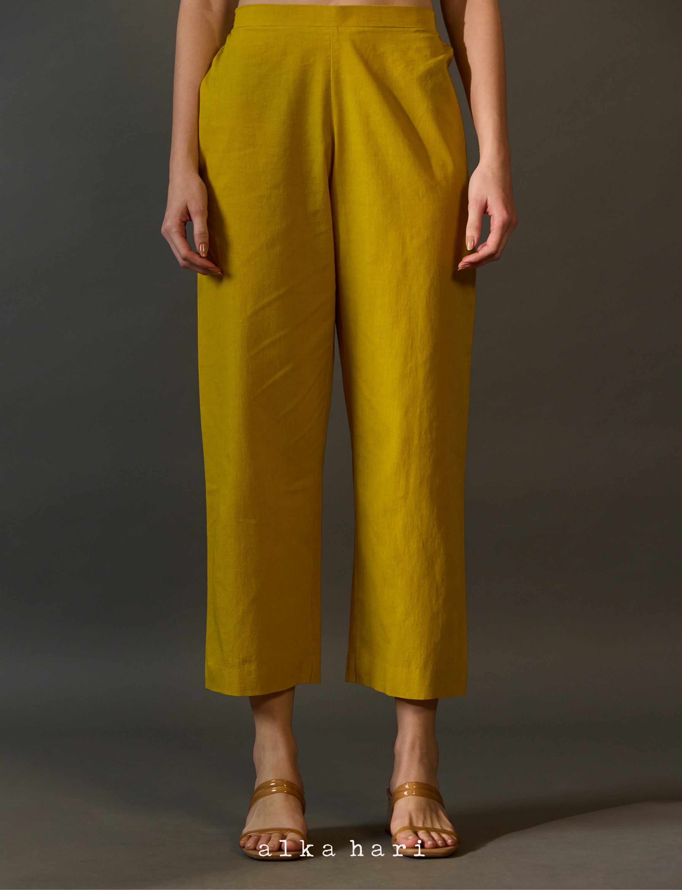 Mustard Yellow Cotton Palazzo Pants